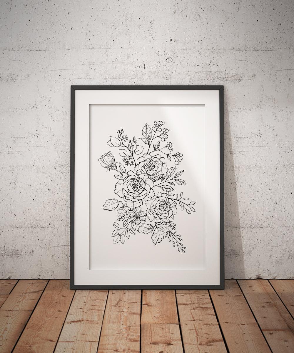 Black and White Roses Poster - shopartivo