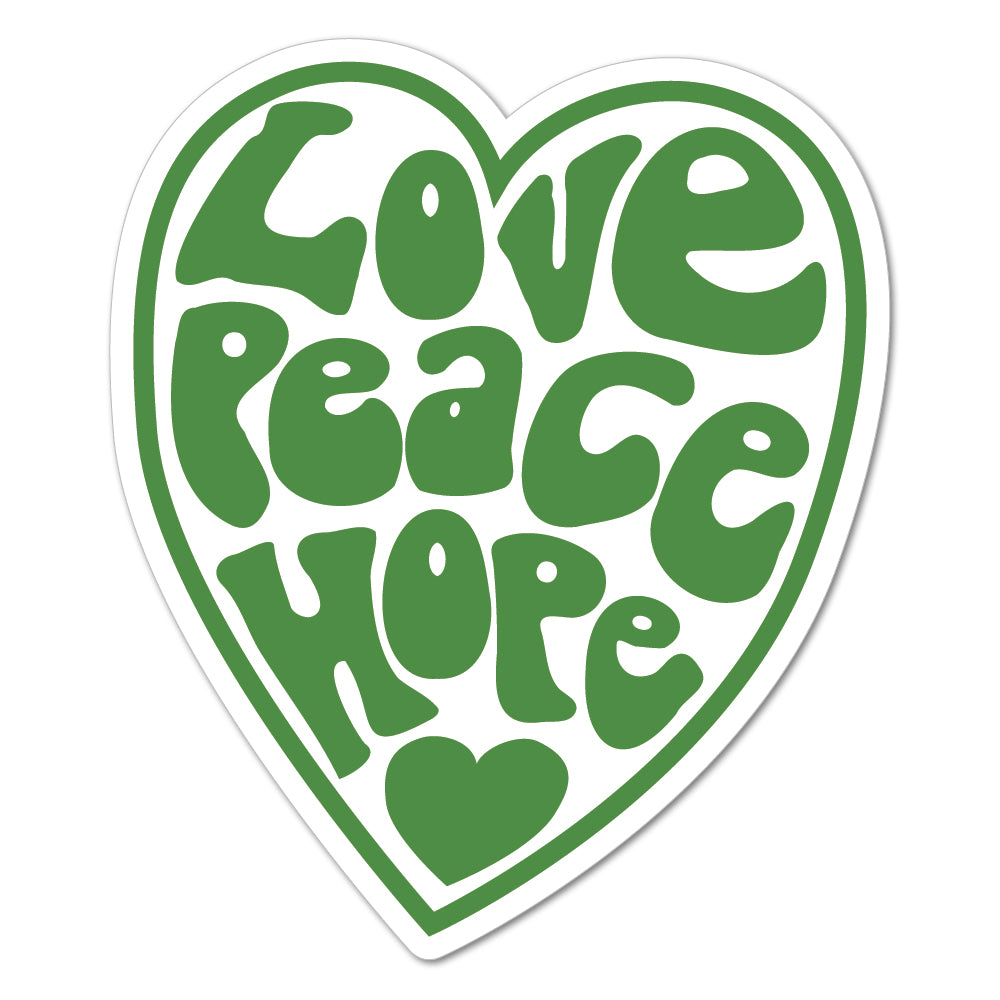 Green Love Peace Hope Heart Sticker - shopartivo