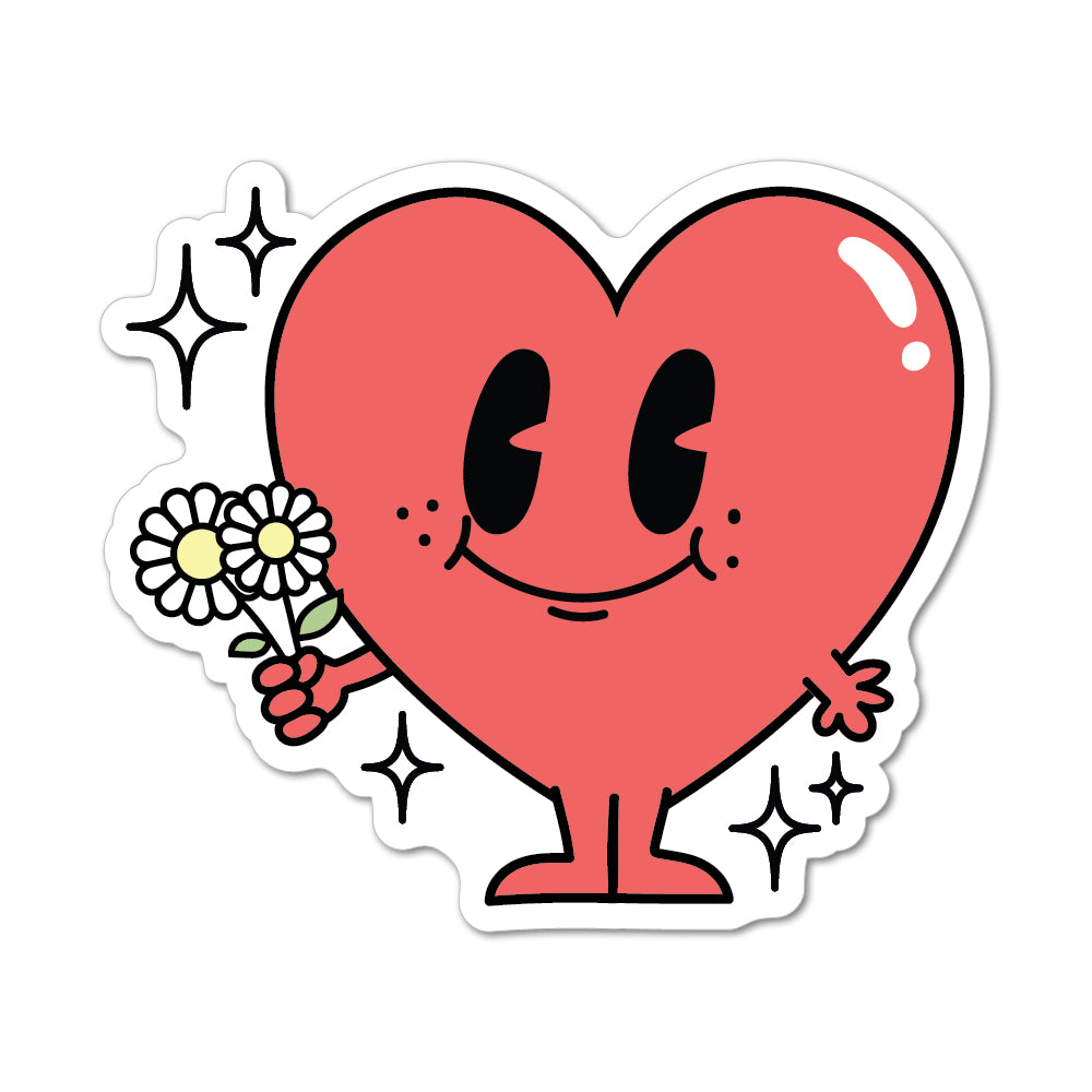 Red Retro Heart Sticker