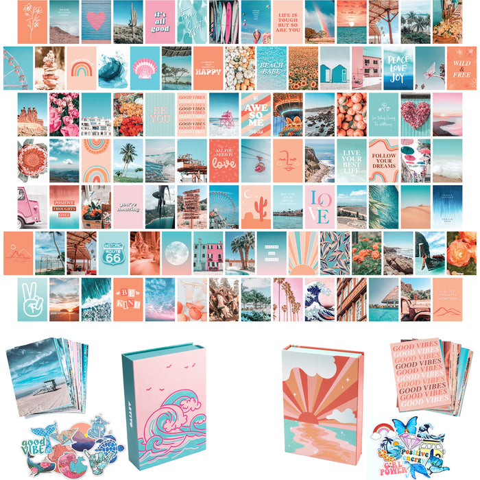 Peach Blue Wall Collage - 100 Box Set - shopartivo