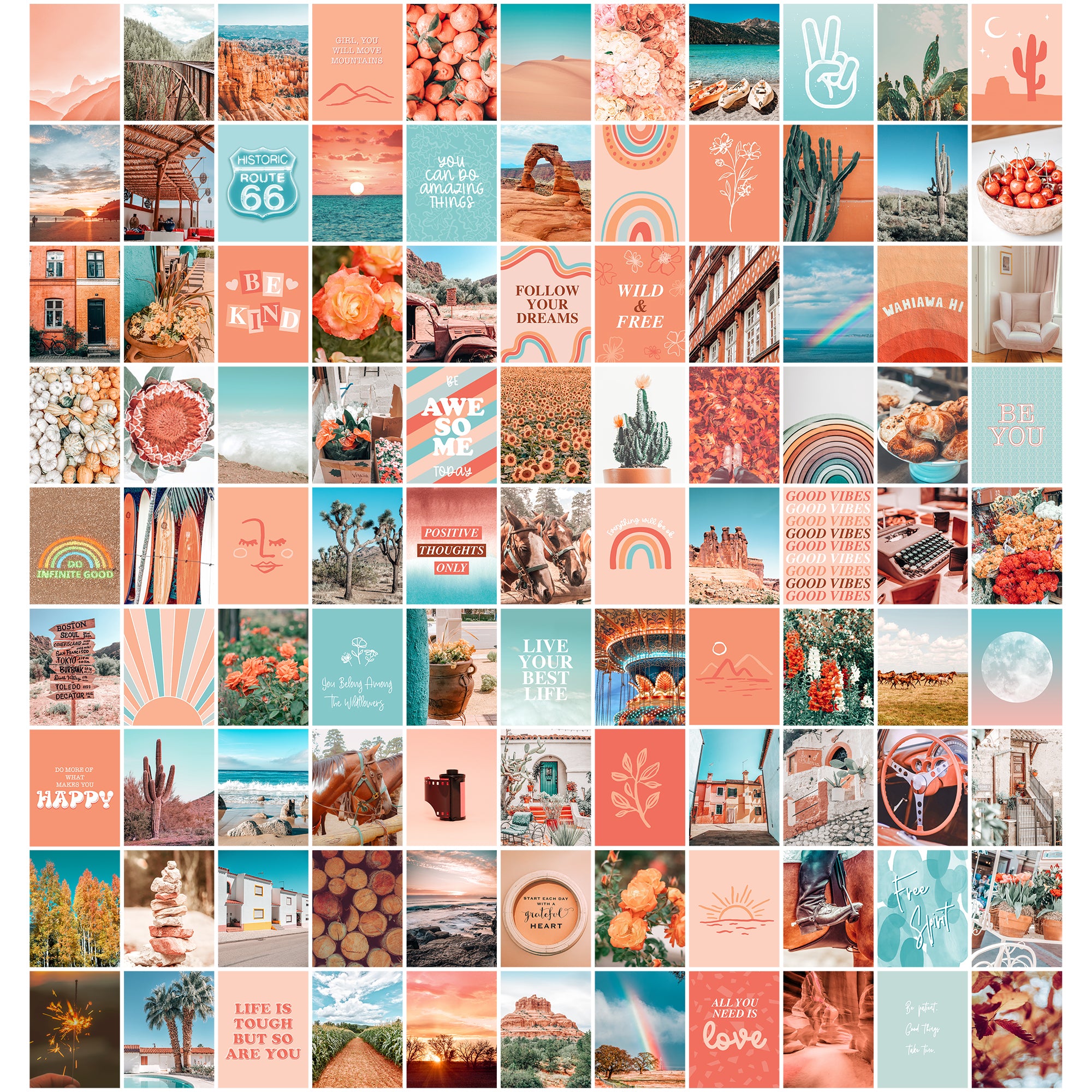 Peach Teal Wall Collage - 100 Box Set - shopartivo