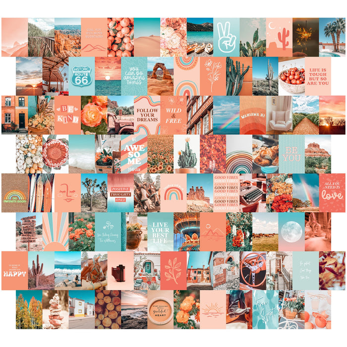 Peach Teal Wall Collage - 100 Card Set - shopartivo
