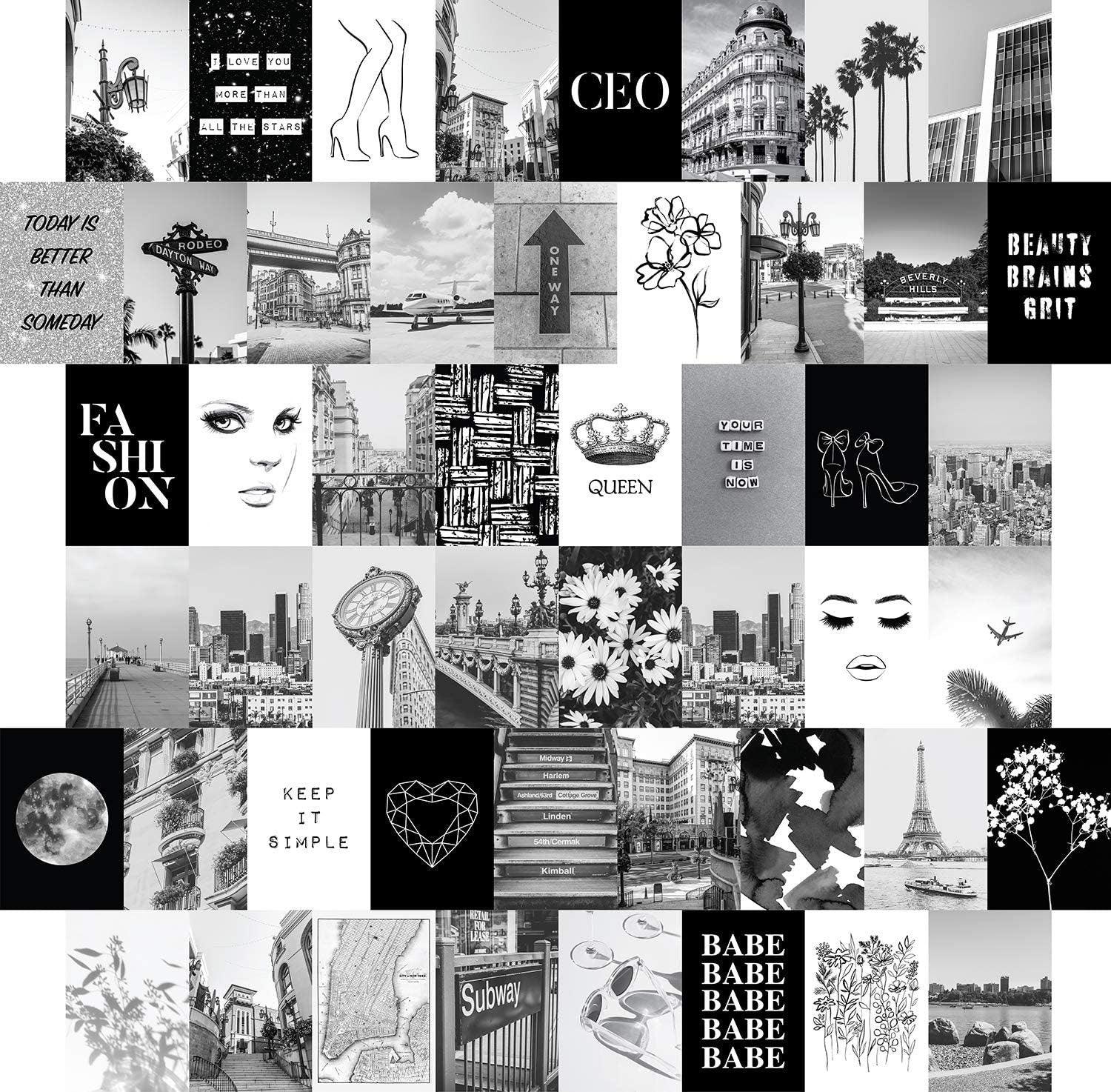 Black and White Wall Collage 50 Set 8x10 - shopartivo