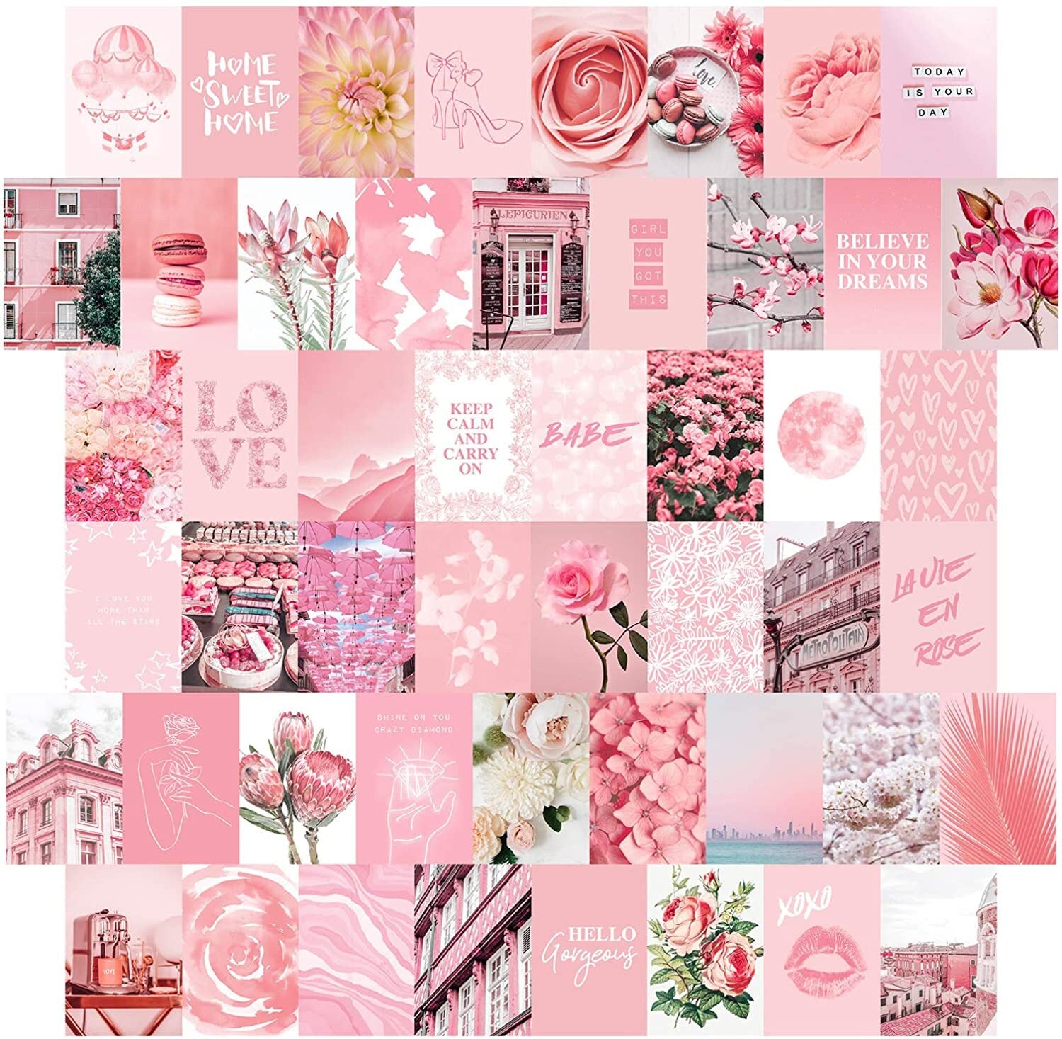 Pink Wall Collage - 50 Card Set