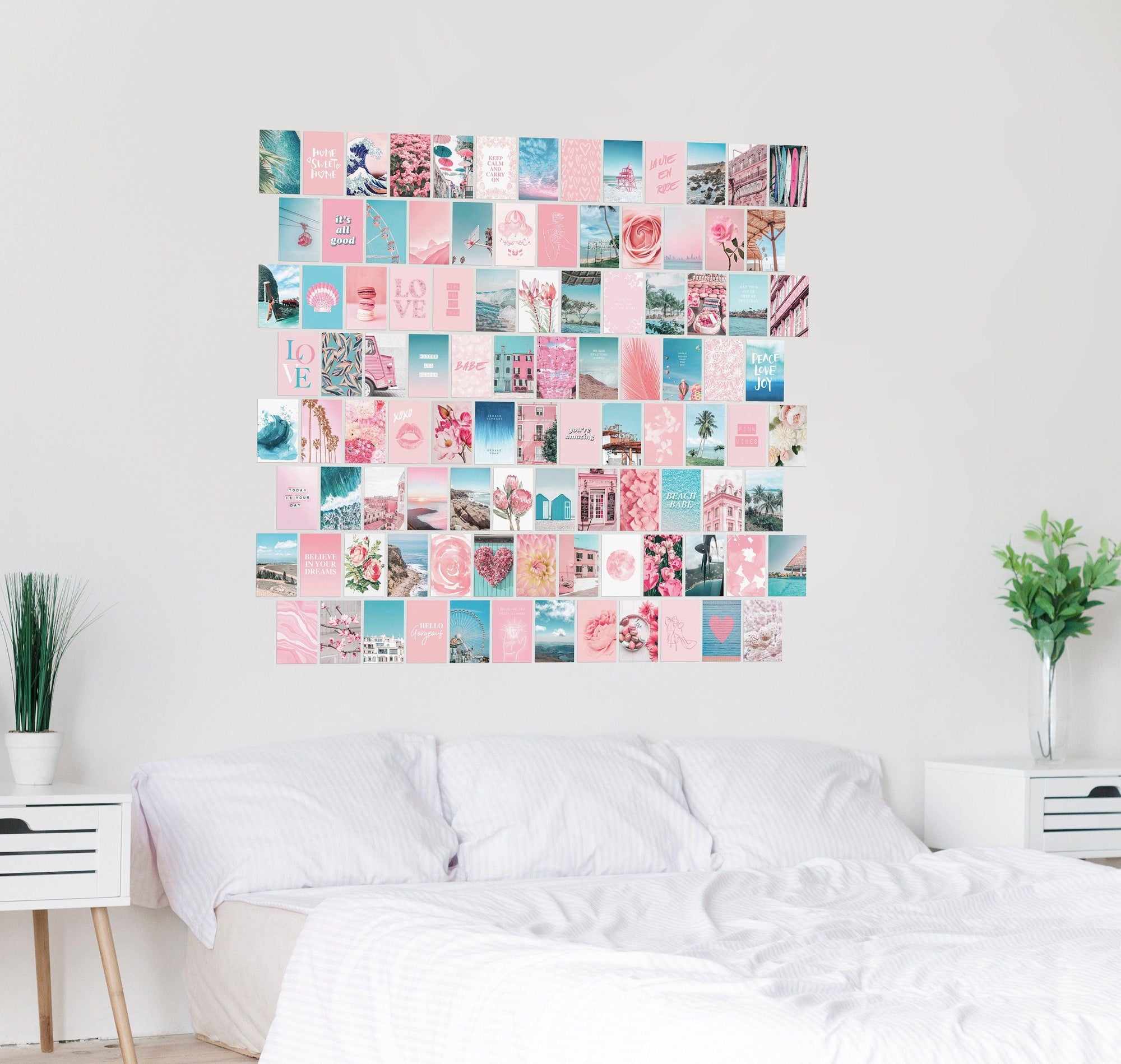 Blue Pink Wall Collage 100 Set - shopartivo