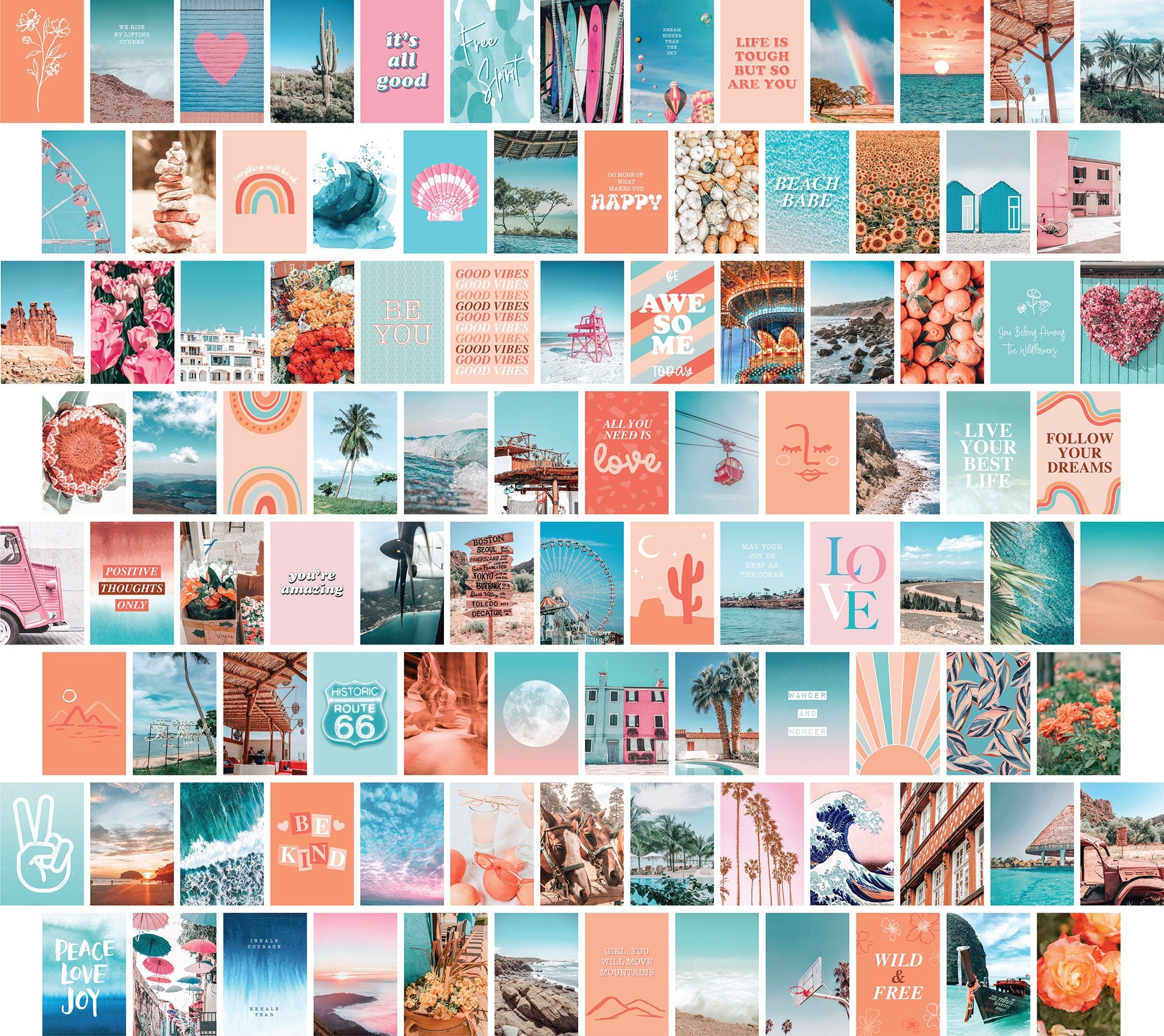 Peach Blue Wall Collage - 100 Box Set - shopartivo