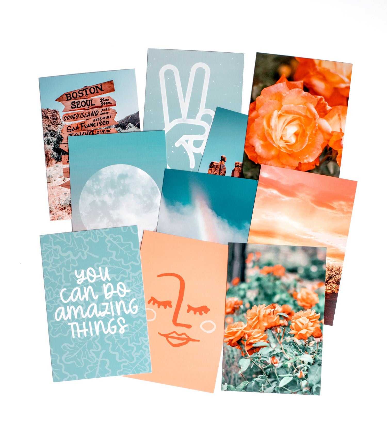 Peach Blue Wall Collage - 100 Box Set - shopartivo