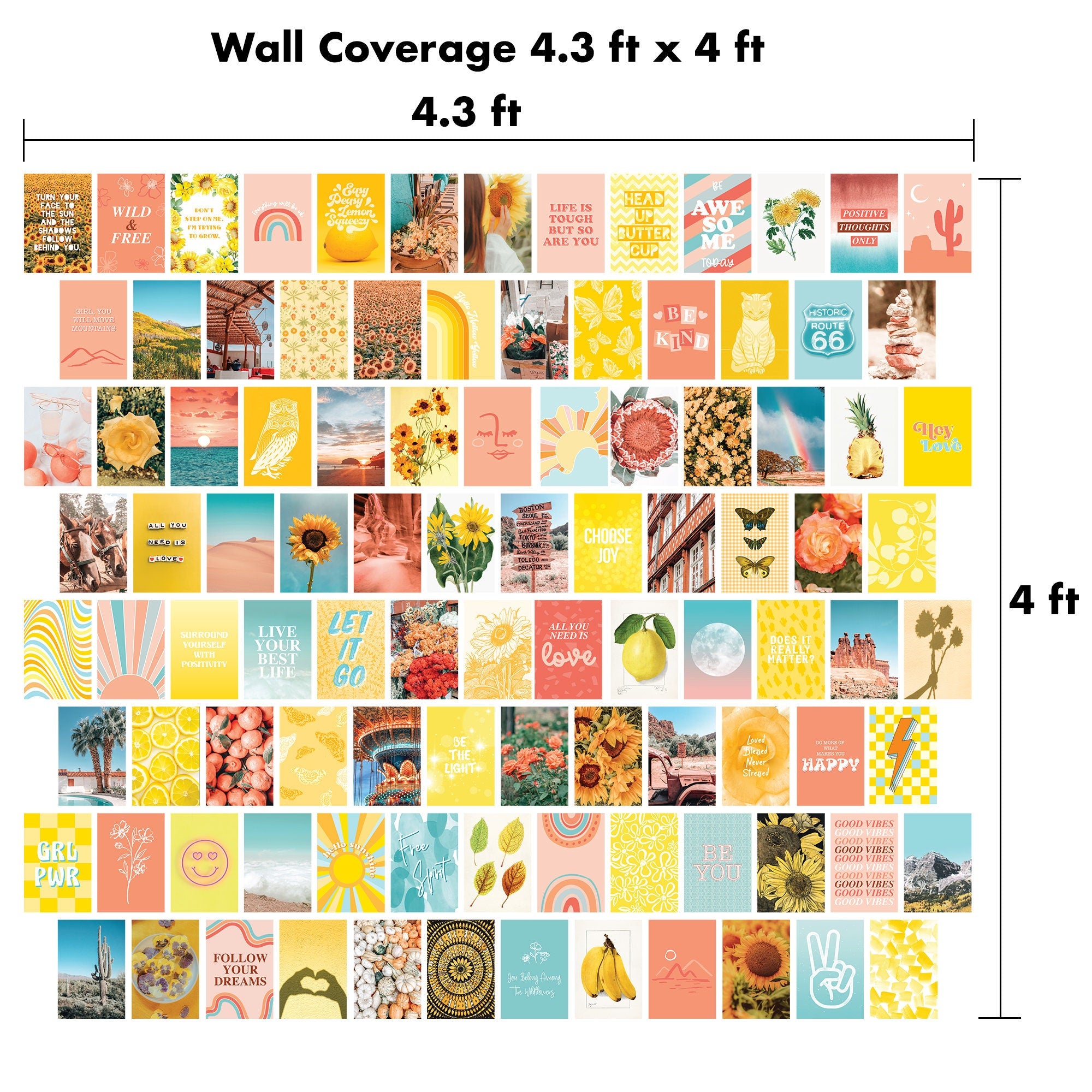 Peach Yellow Wall Collage - 100 Card Set - shopartivo
