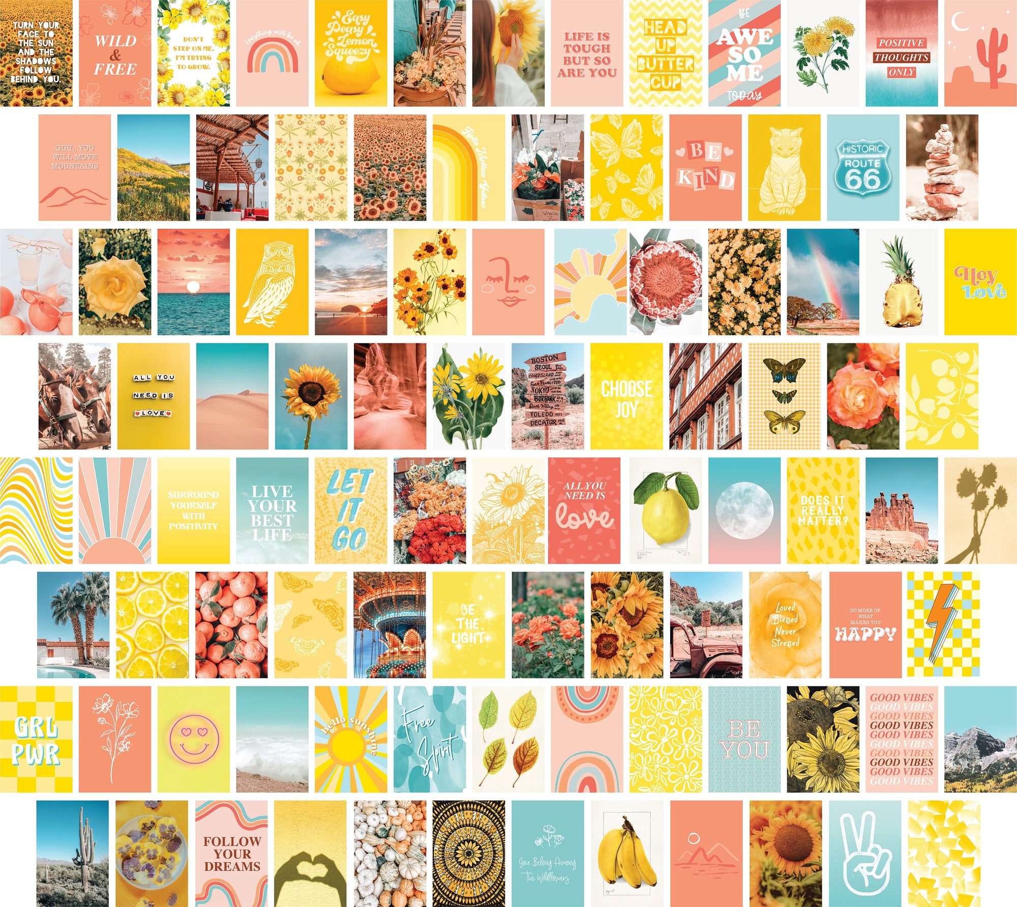 Peach Yellow Wall Collage - 100 Card Set - shopartivo