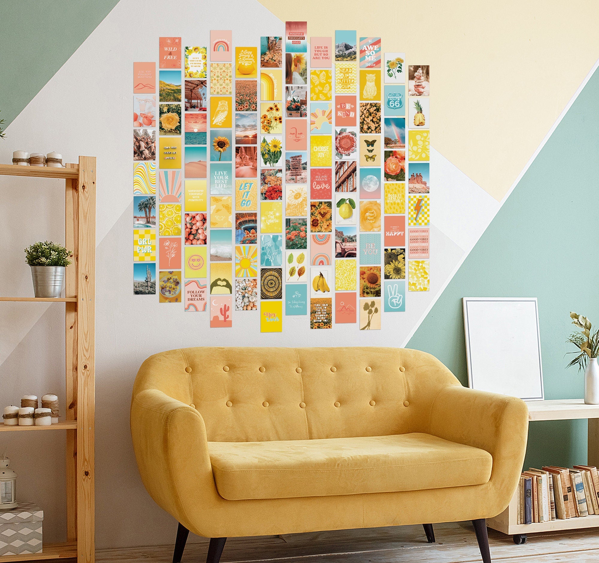 Peach Yellow Wall Collage - 100 Card Set - shopartivo