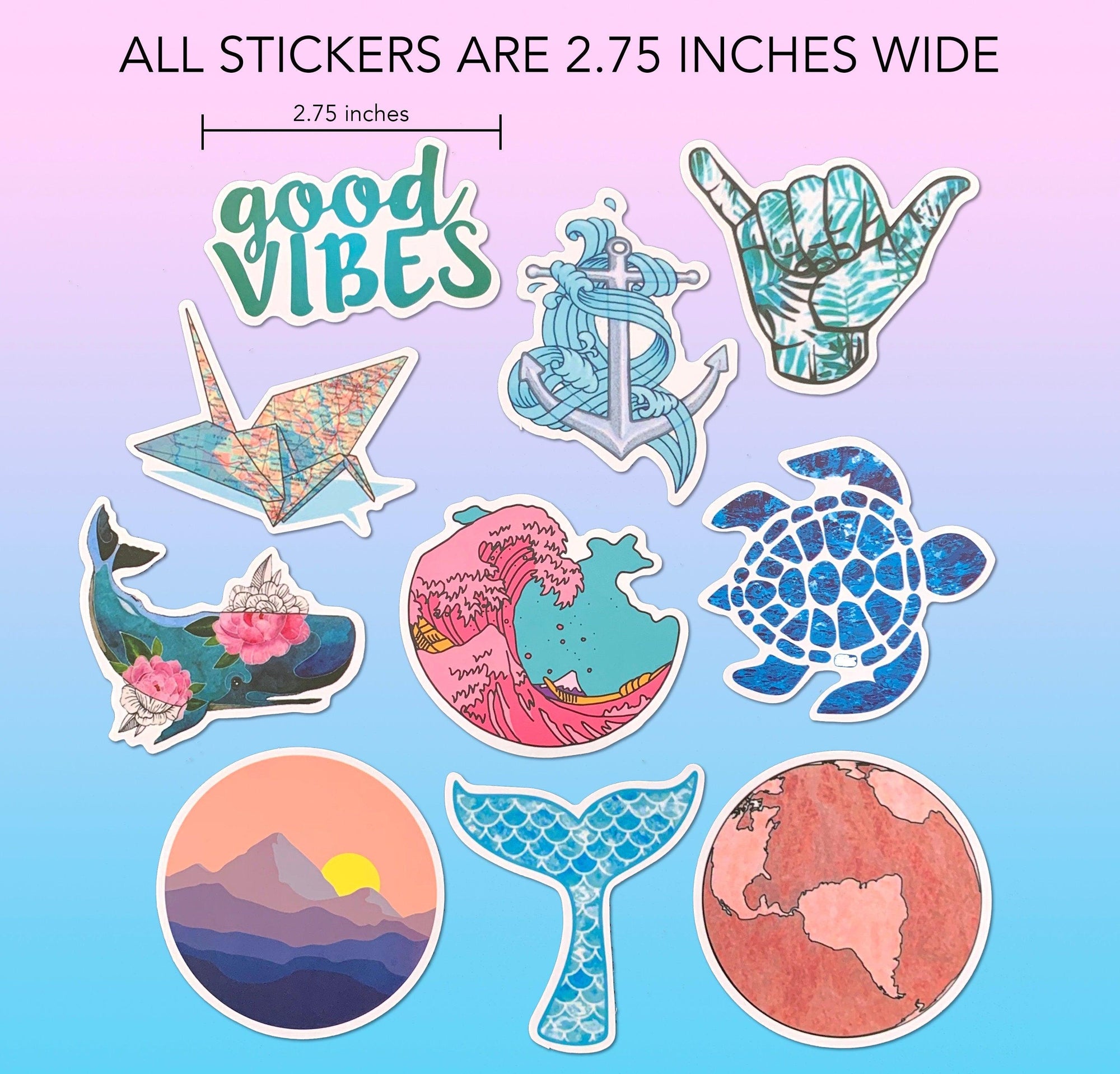 Blue Pink Stickers 10 Pack - shopartivo