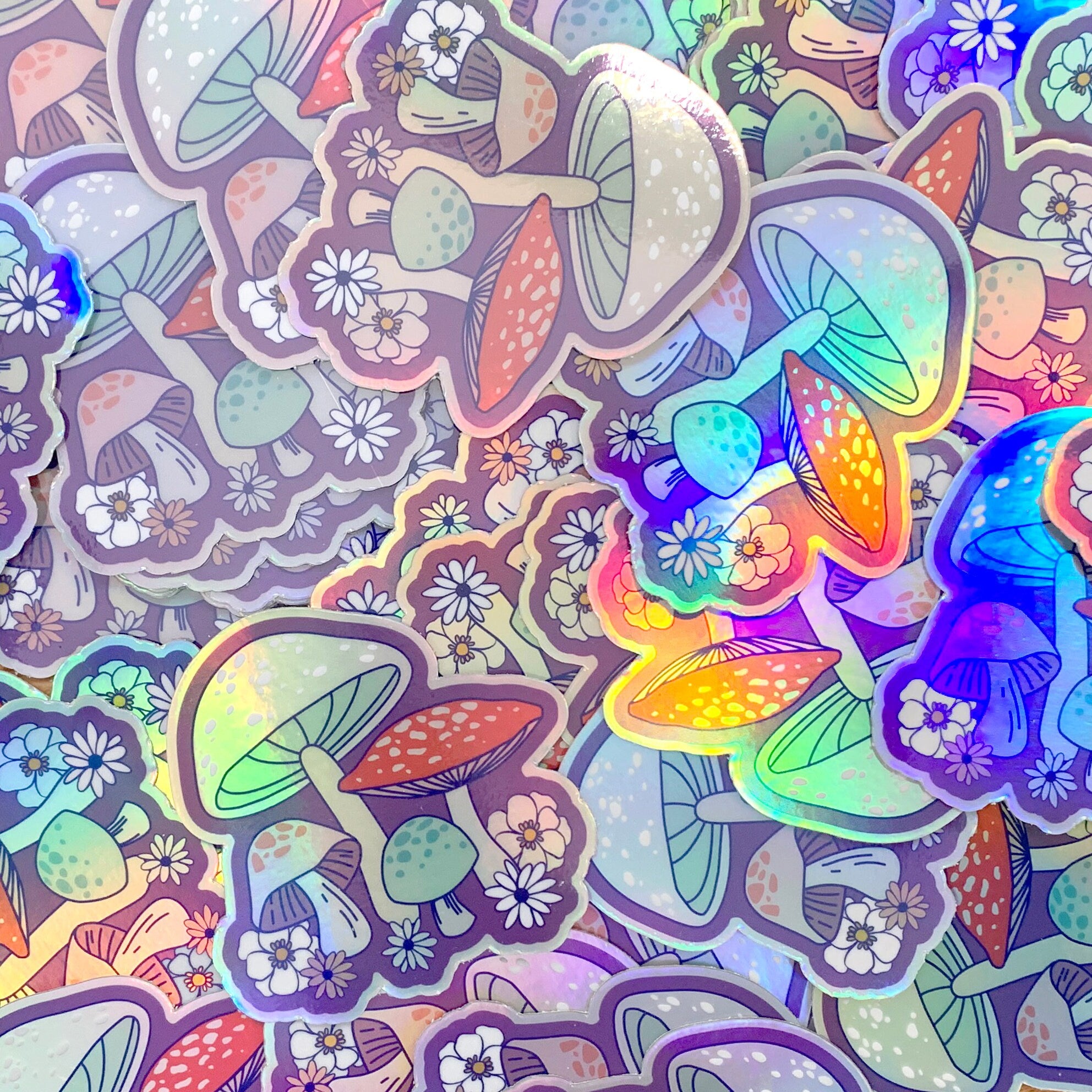 Mushroom Holographic Sticker - shopartivo