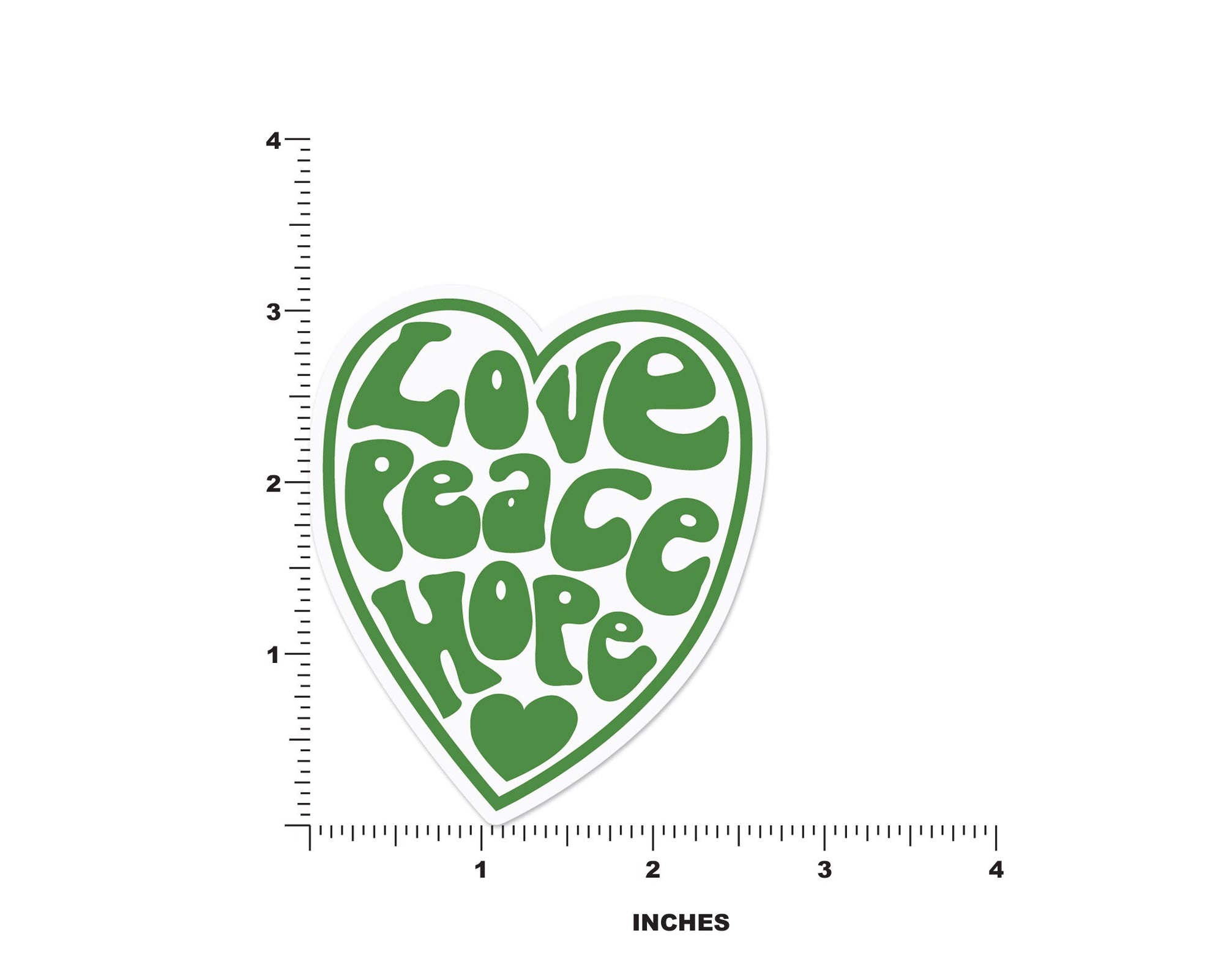 Green Love Peace Hope Heart Sticker - shopartivo