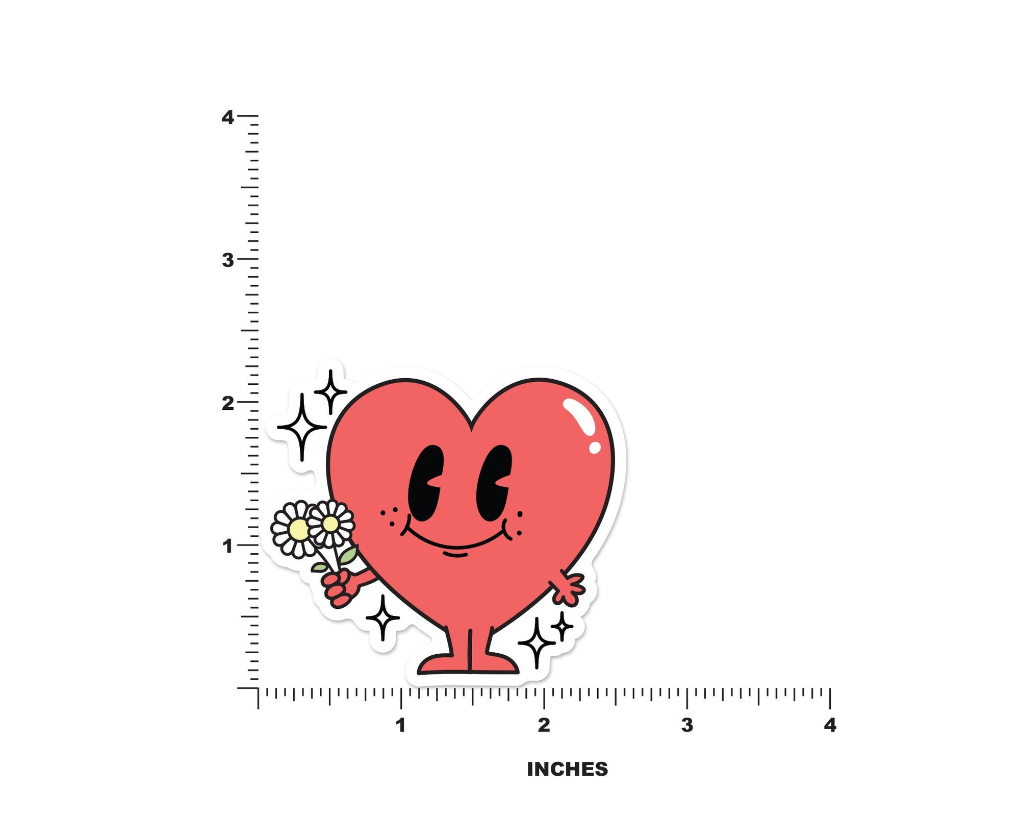 Red Retro Heart Sticker