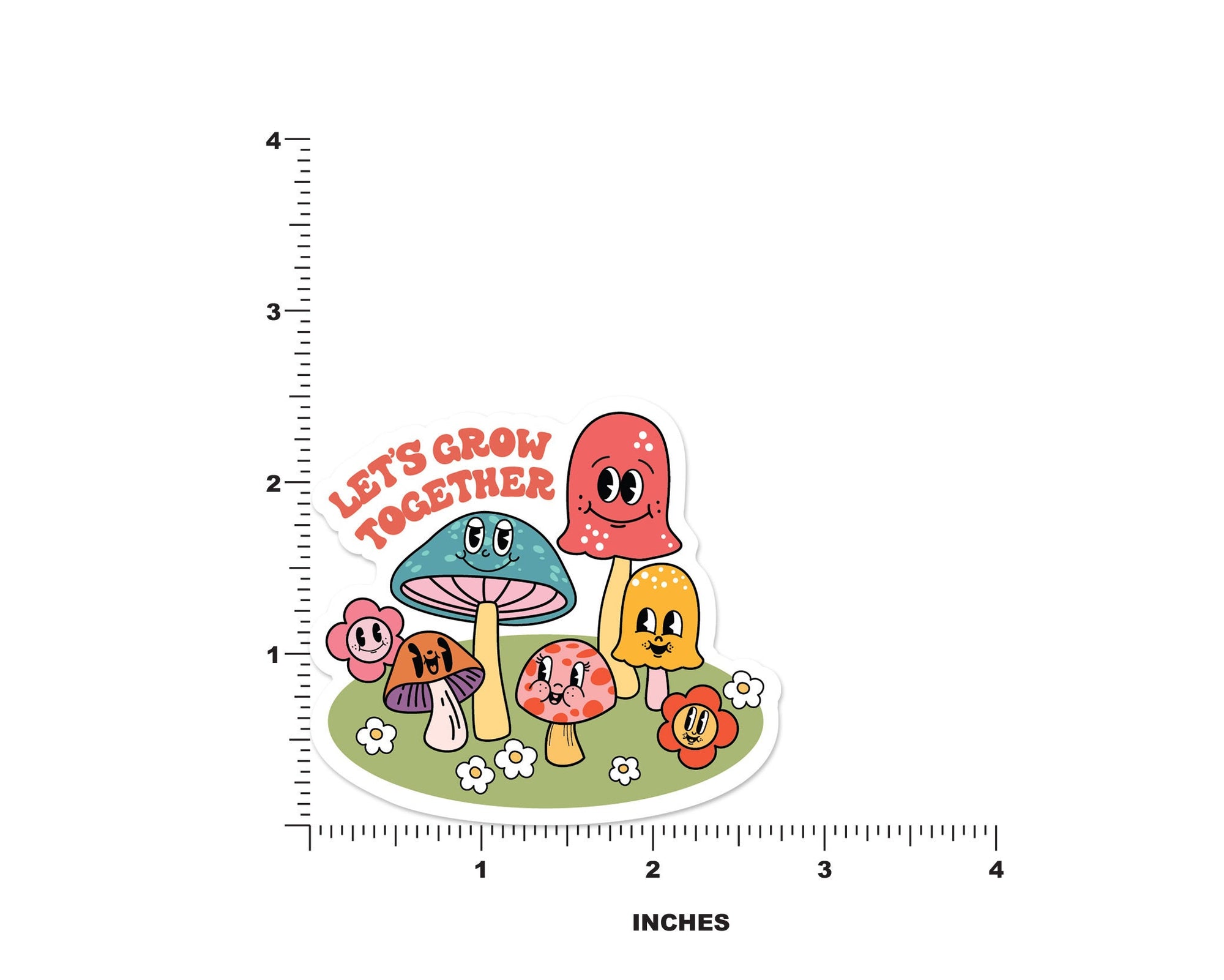 Retro Mushroom Friends Sticker