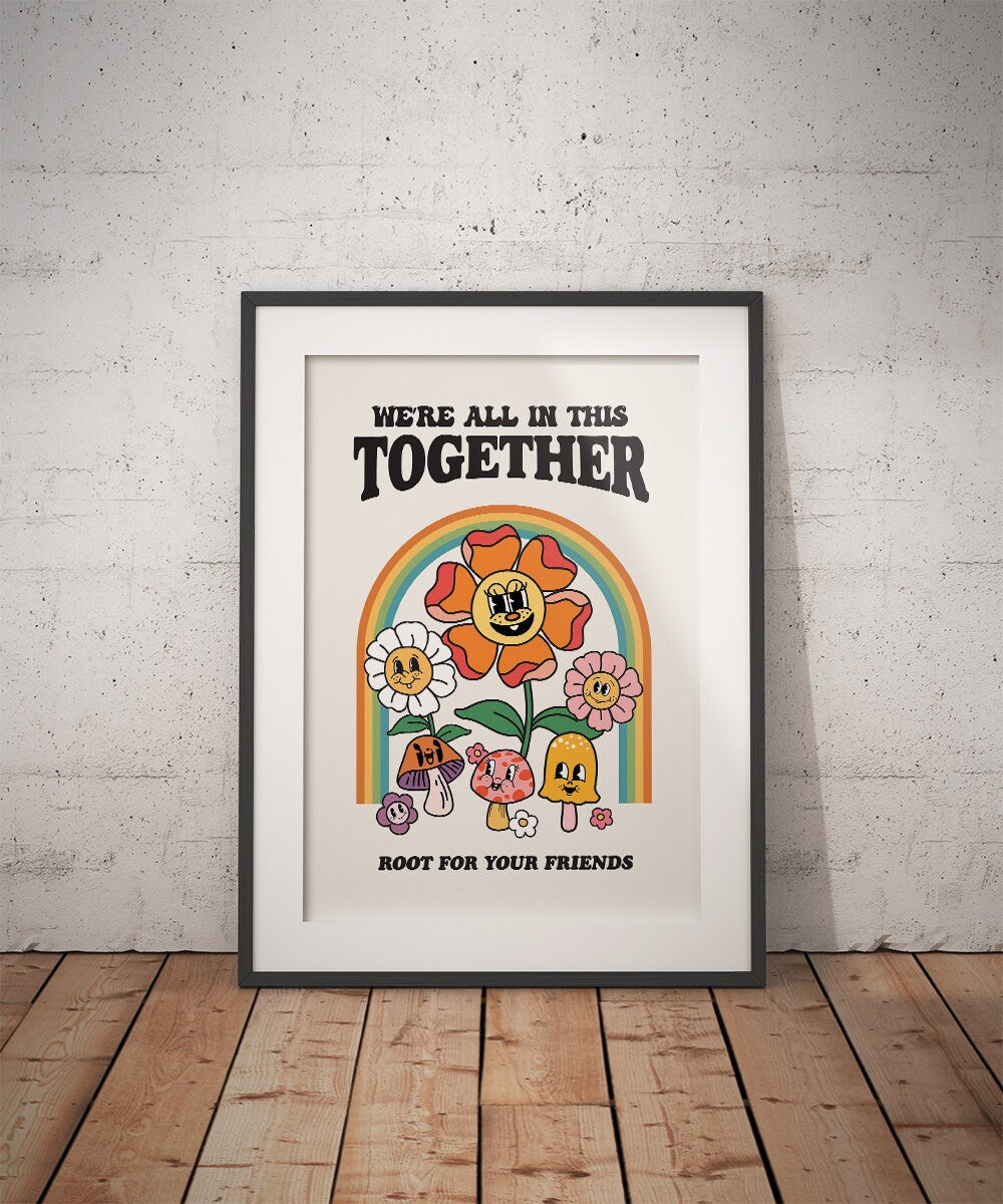Retro Flower Mushroom Poster