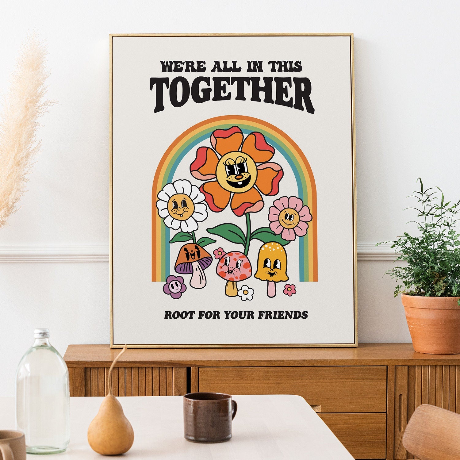 Retro Flower Mushroom Poster