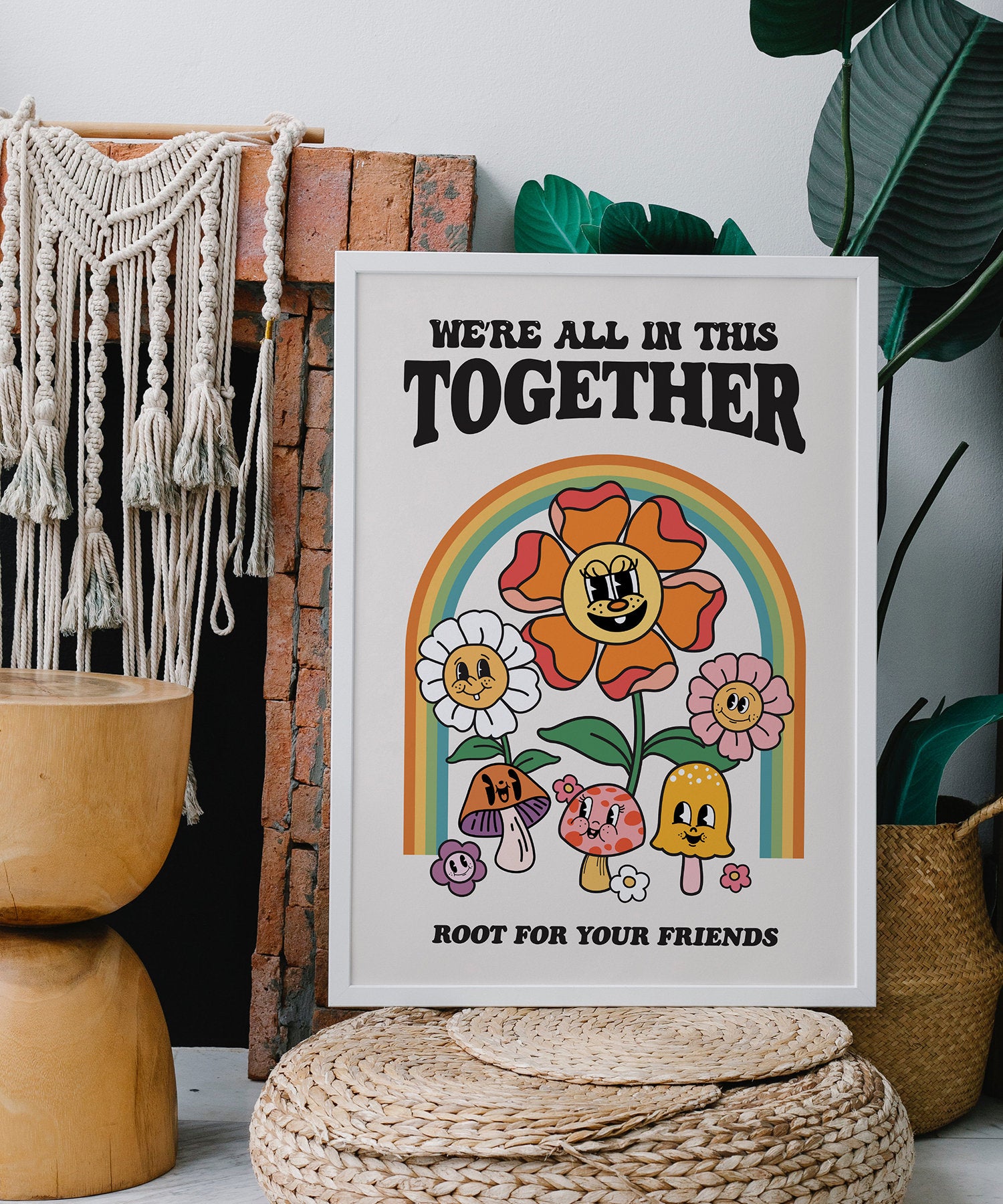Retro Flower Mushroom Poster