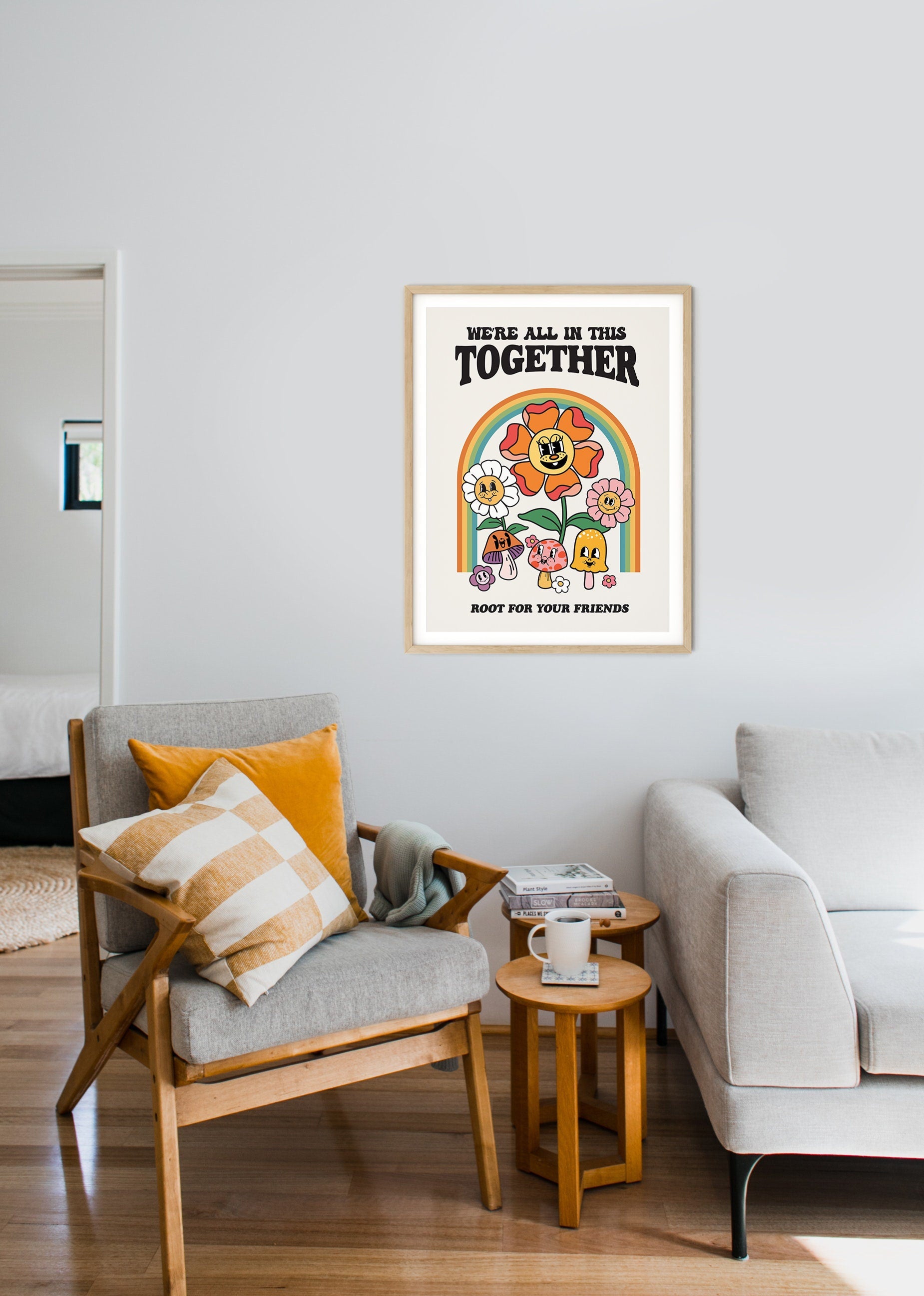 Retro Flower Mushroom Poster