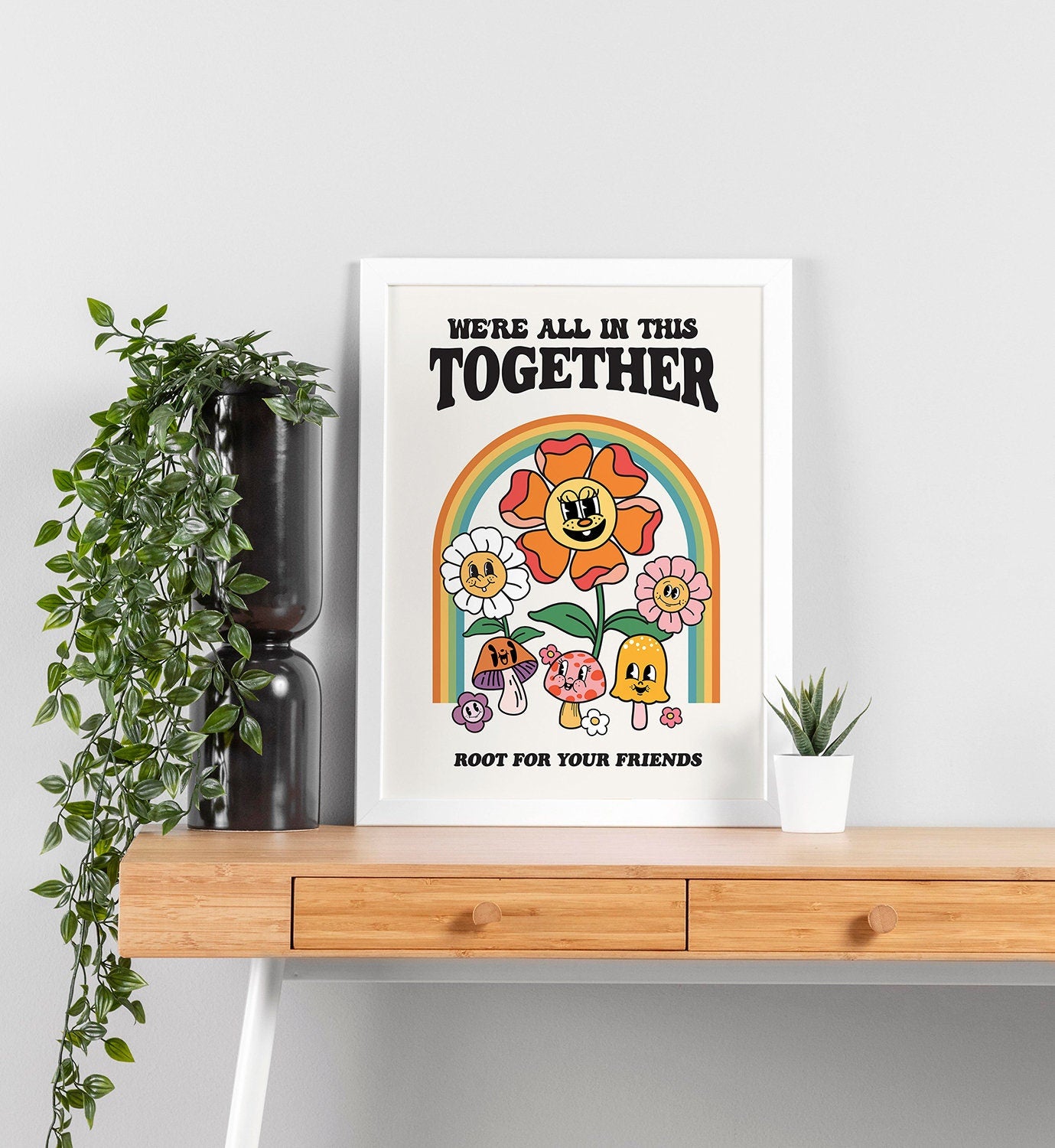 Retro Flower Mushroom Poster