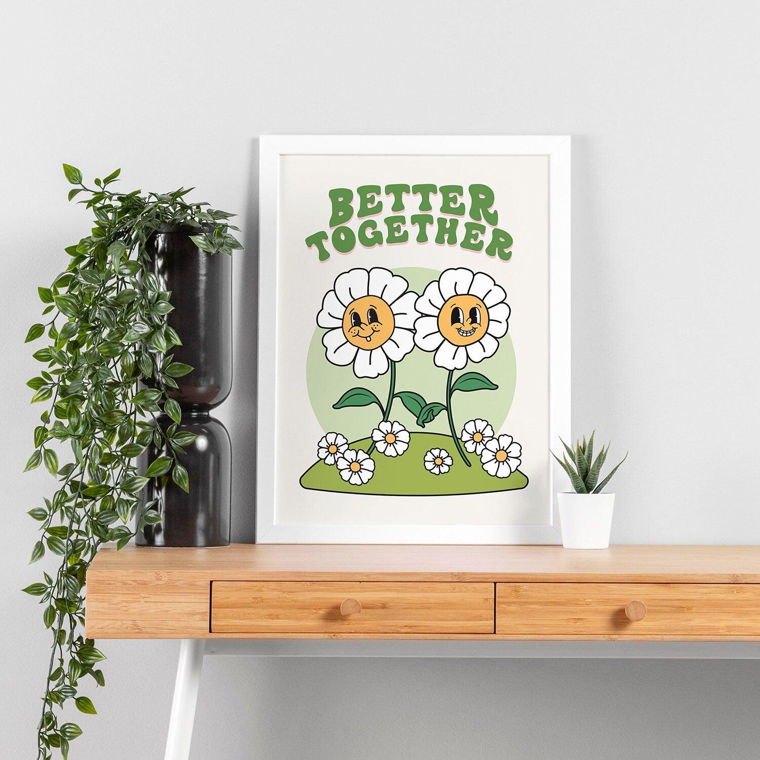 Better Together Retro Flower Poster - shopartivo