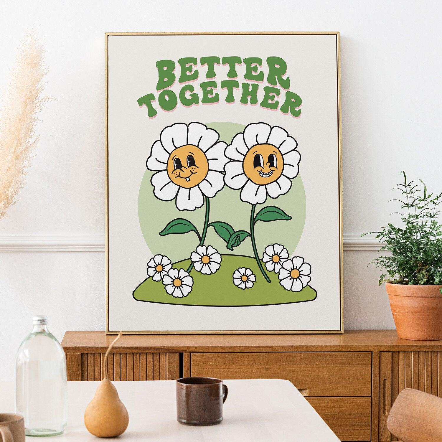 Better Together Retro Flower Poster - shopartivo