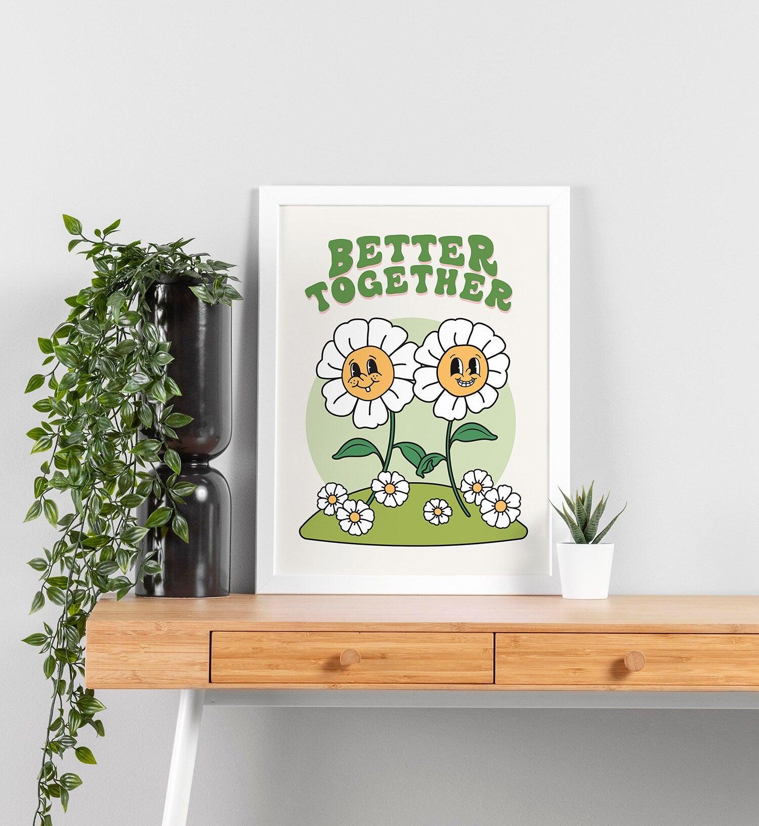 Better Together Retro Flower Poster - shopartivo