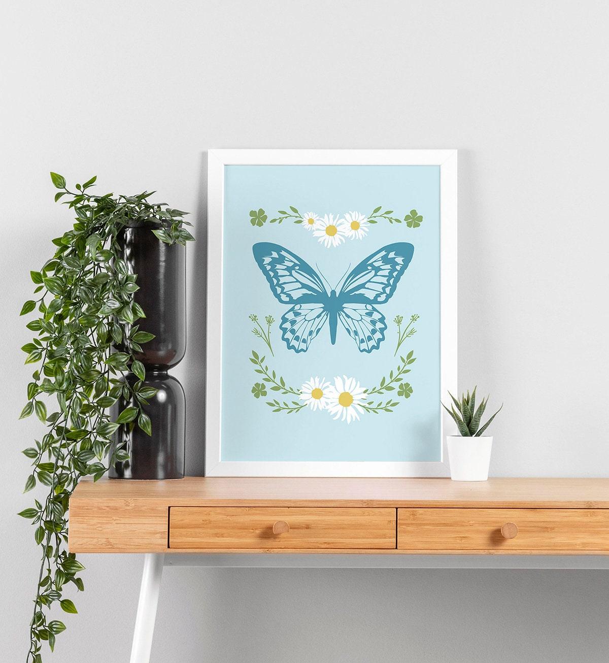 Blue Butterfly Flower Poster - shopartivo