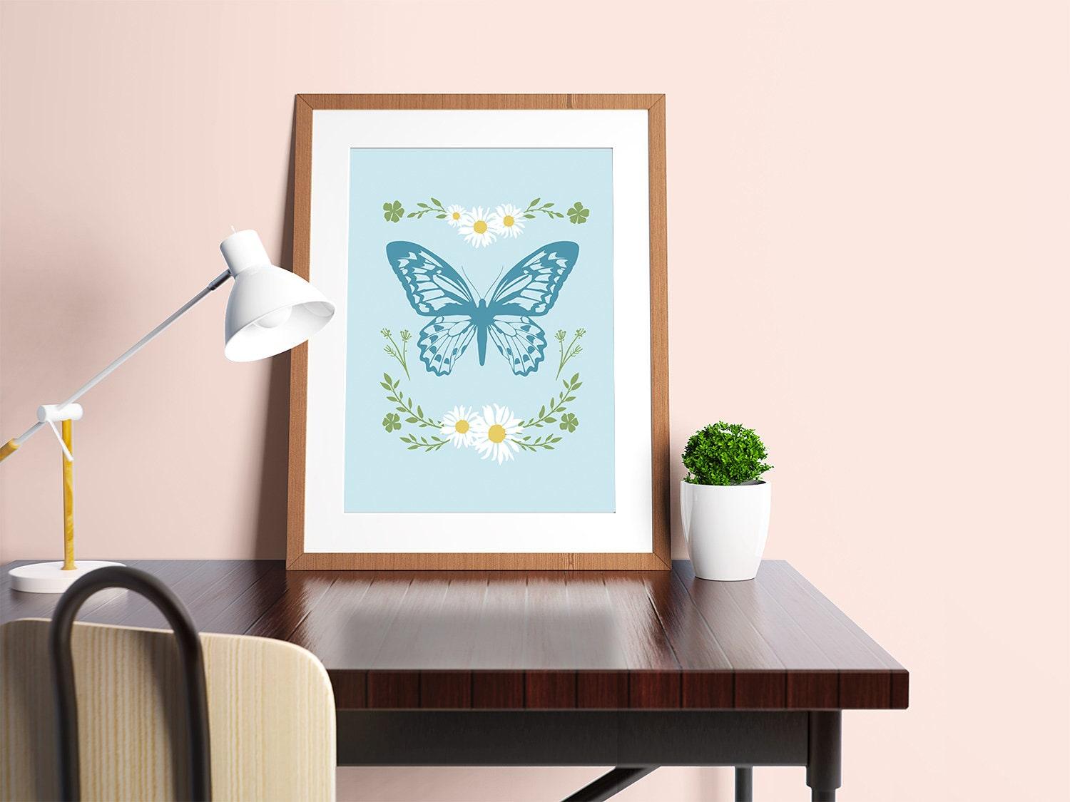 Blue Butterfly Flower Poster - shopartivo