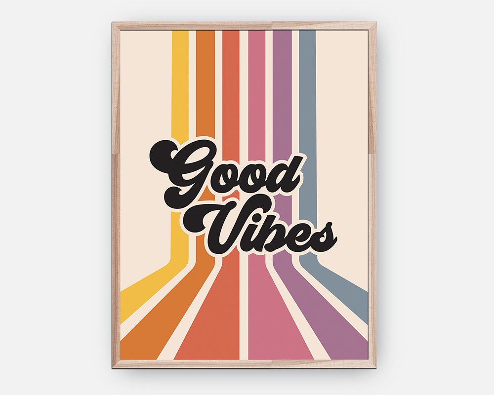 Retro Rainbow Good Vibes Poster
