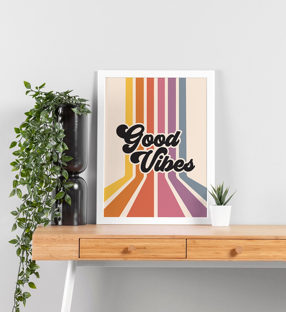 Retro Rainbow Good Vibes Poster