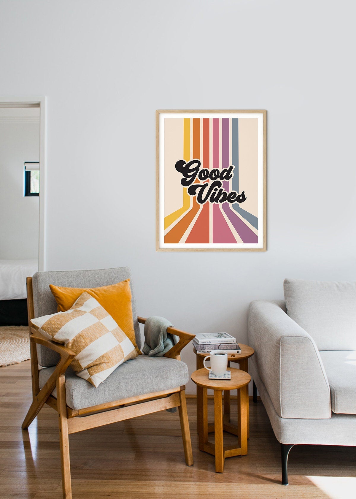 Retro Rainbow Good Vibes Poster