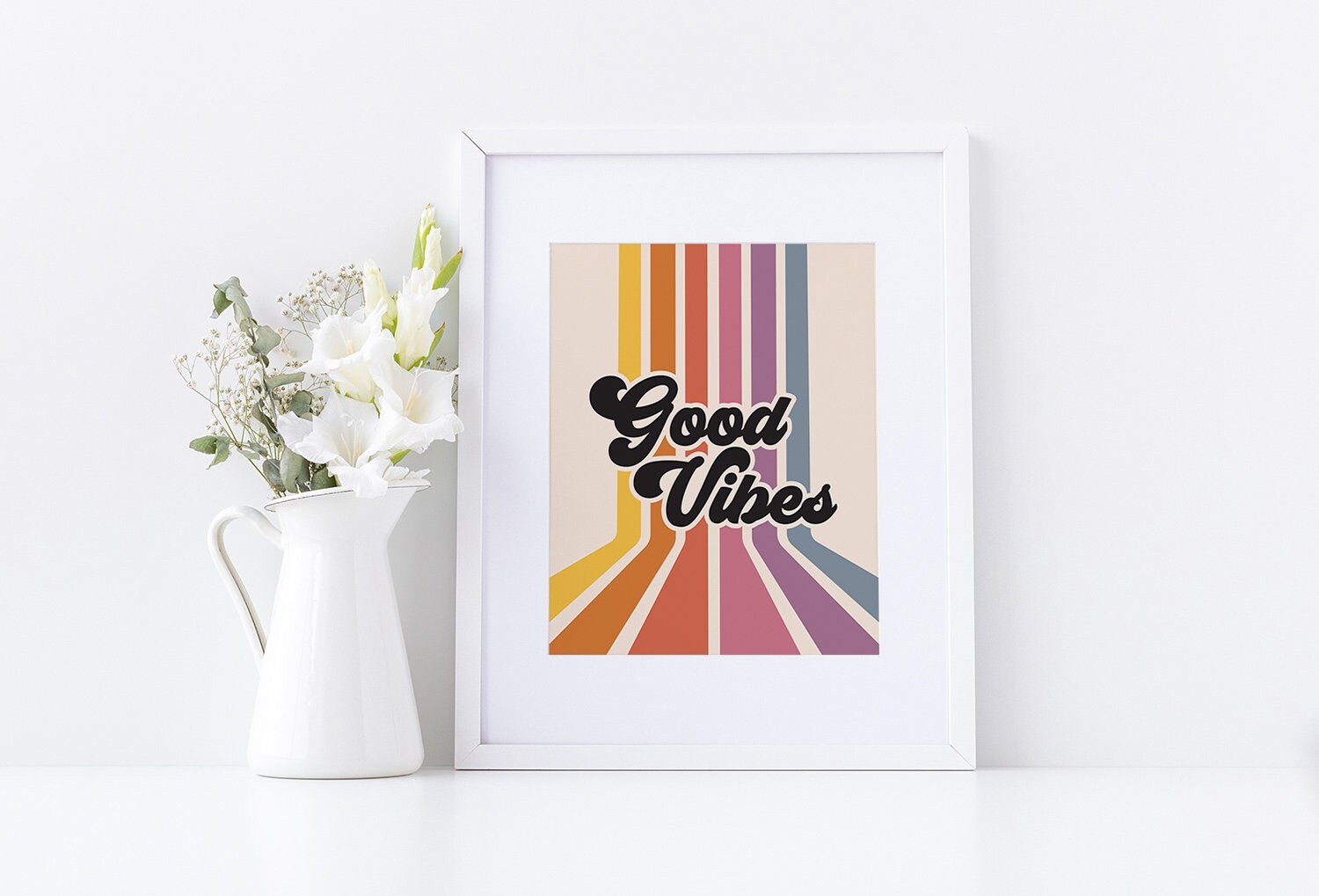 Retro Rainbow Good Vibes Poster