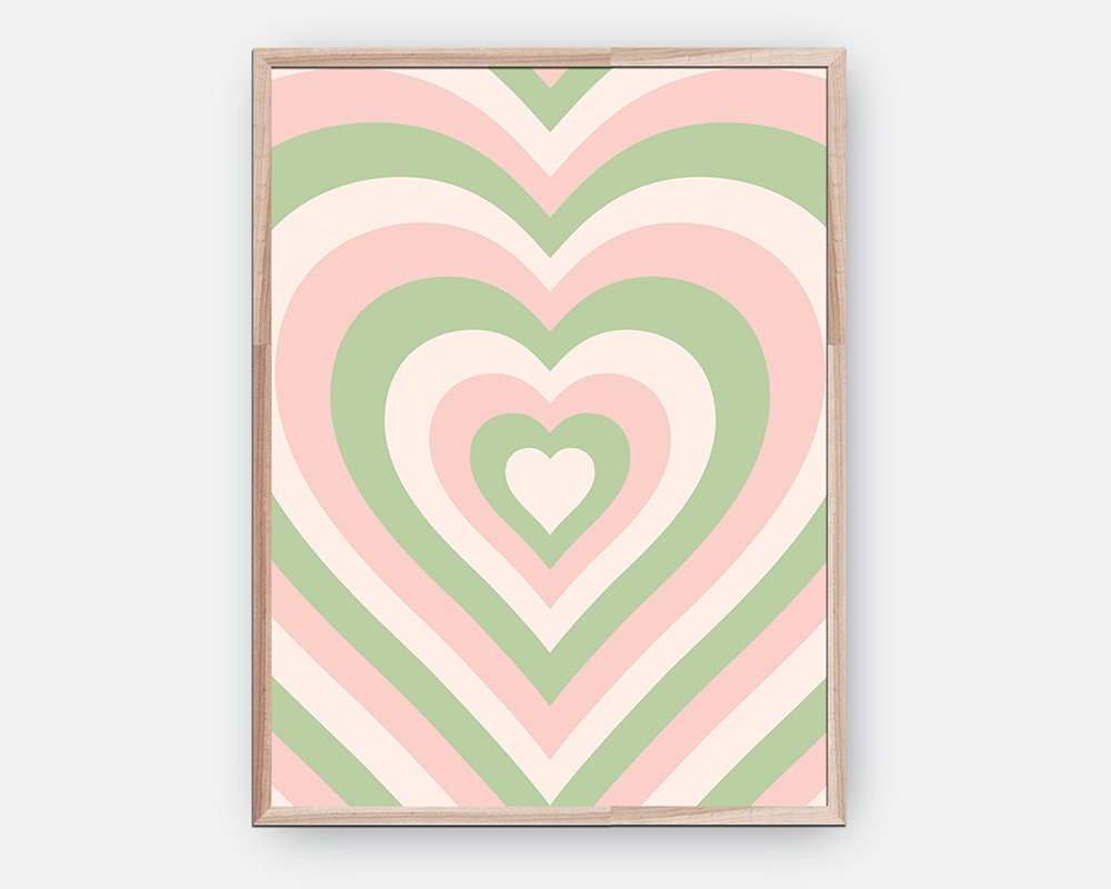 Pink Green Hearts Poster - shopartivo