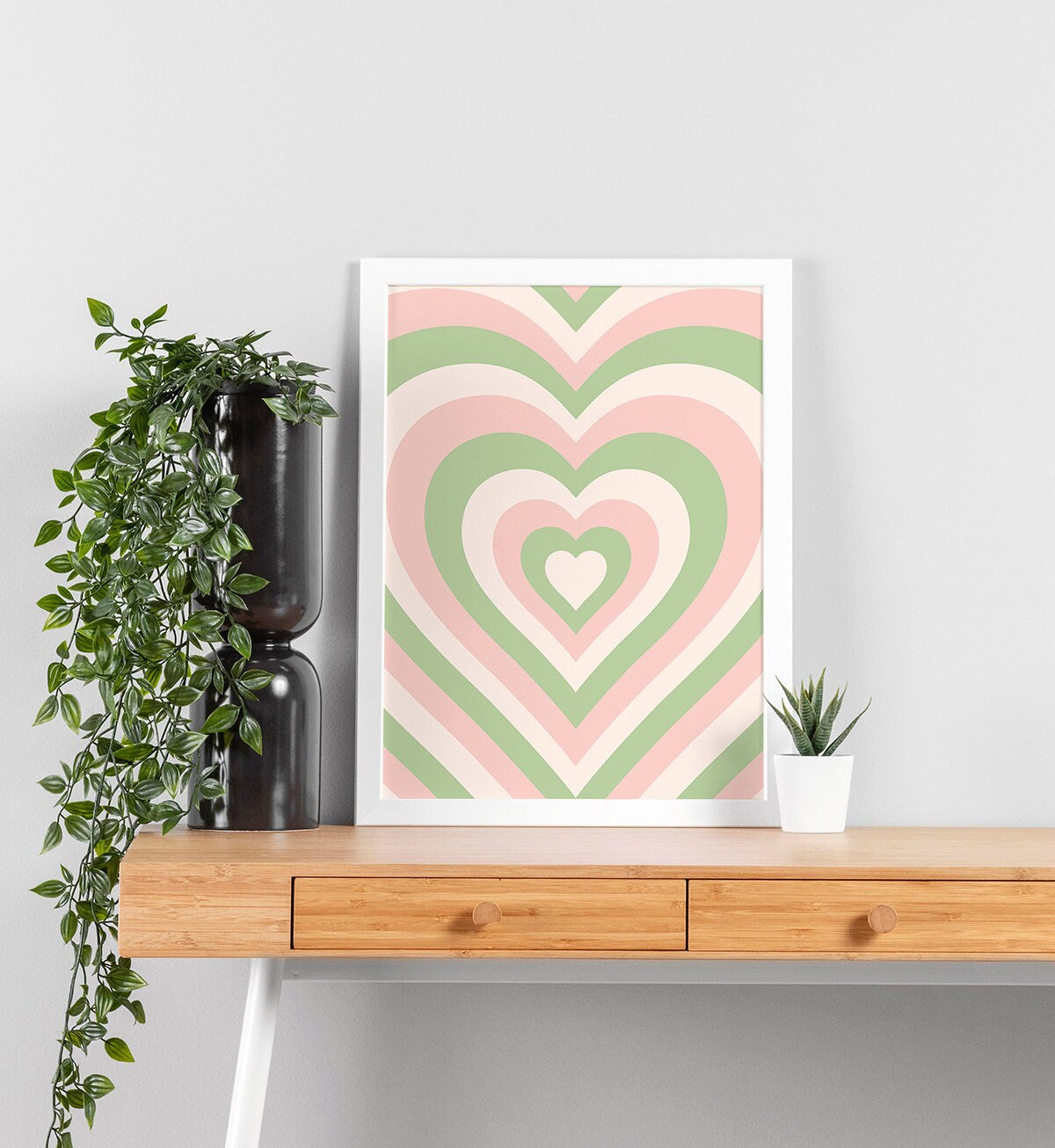 Pink Green Hearts Poster - shopartivo