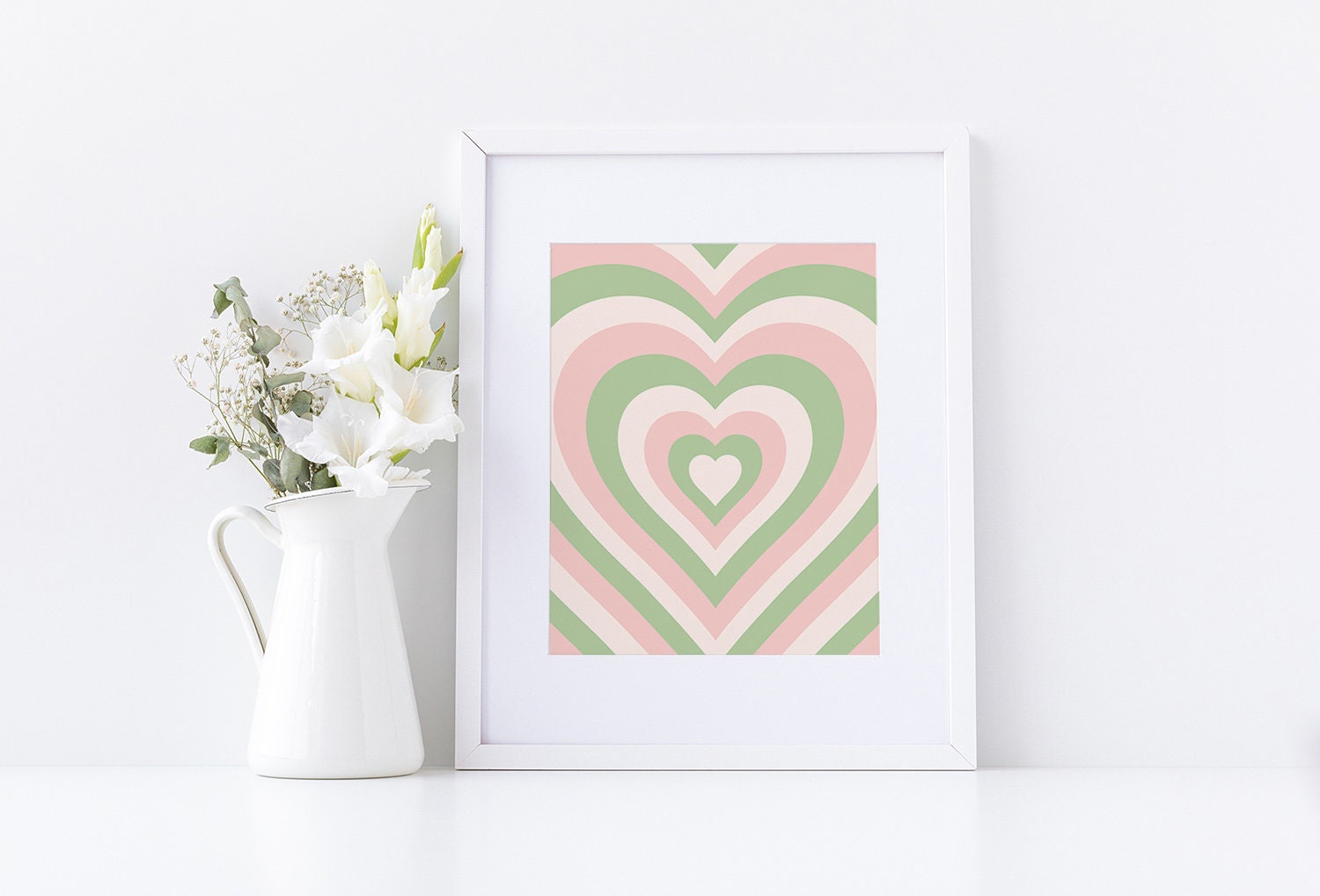 Pink Green Hearts Poster - shopartivo