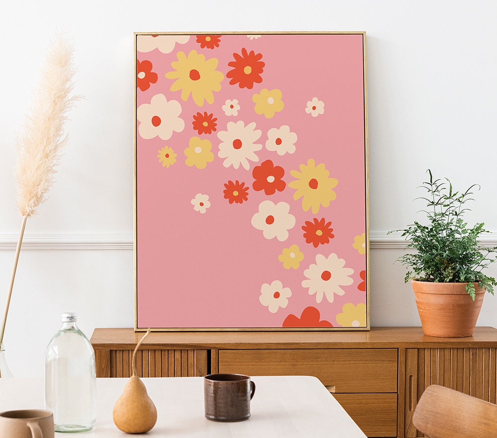 Pink Orange Yellow Flower Poster
