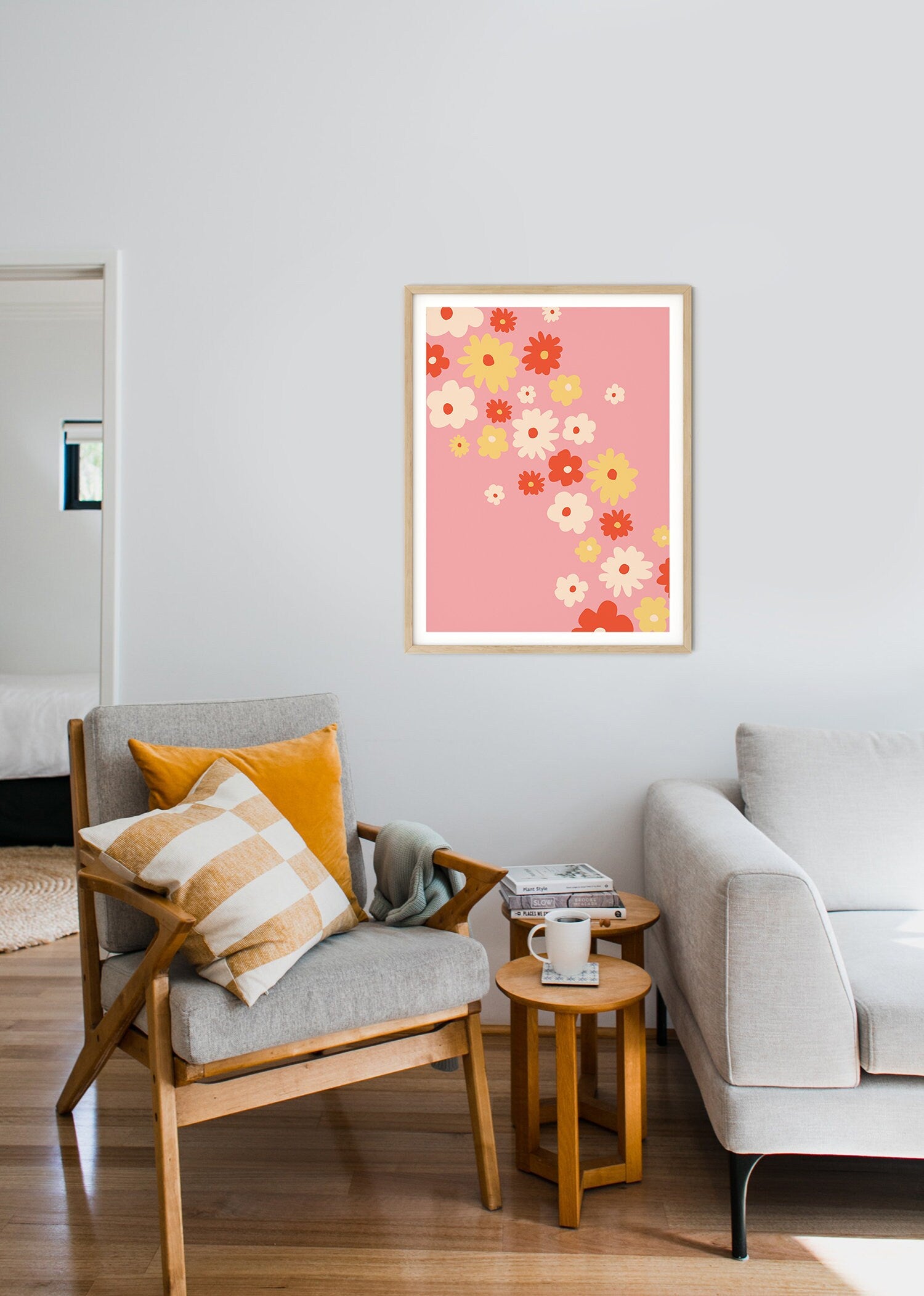 Pink Orange Yellow Flower Poster