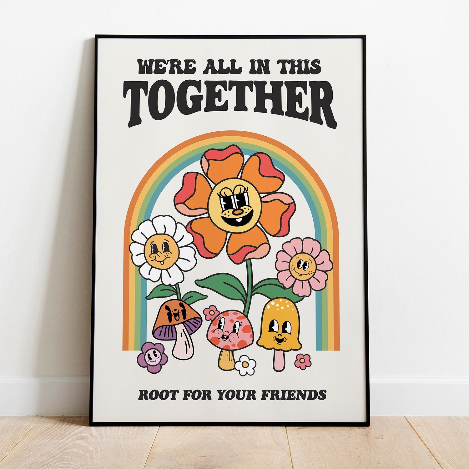 Retro Flower Mushroom Poster