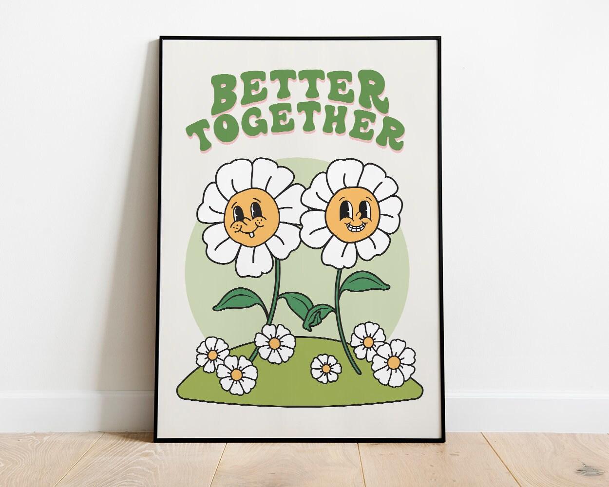 Better Together Retro Flower Poster - shopartivo