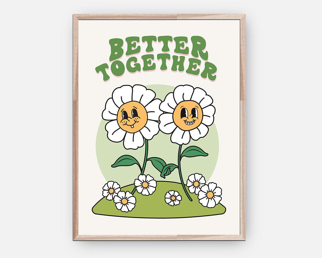 Better Together Retro Flower Poster - shopartivo