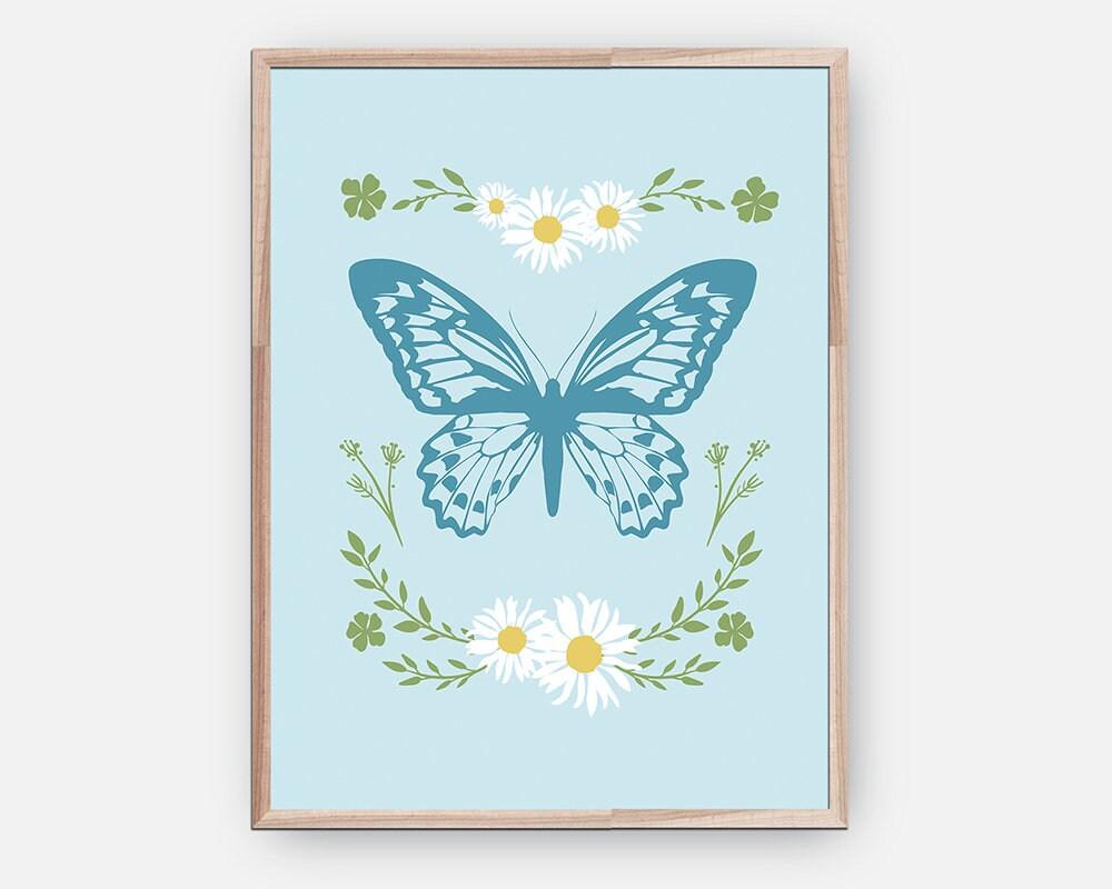 Blue Butterfly Flower Poster - shopartivo