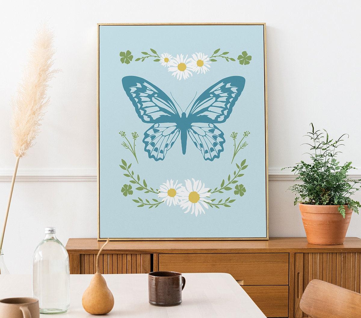 Blue Butterfly Flower Poster - shopartivo