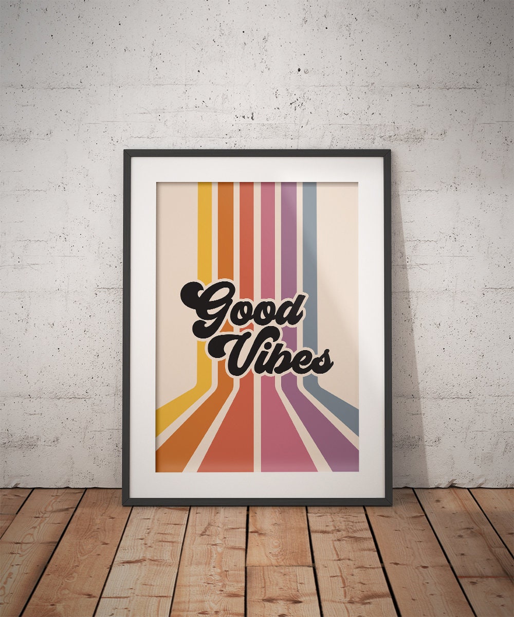 Retro Rainbow Good Vibes Poster