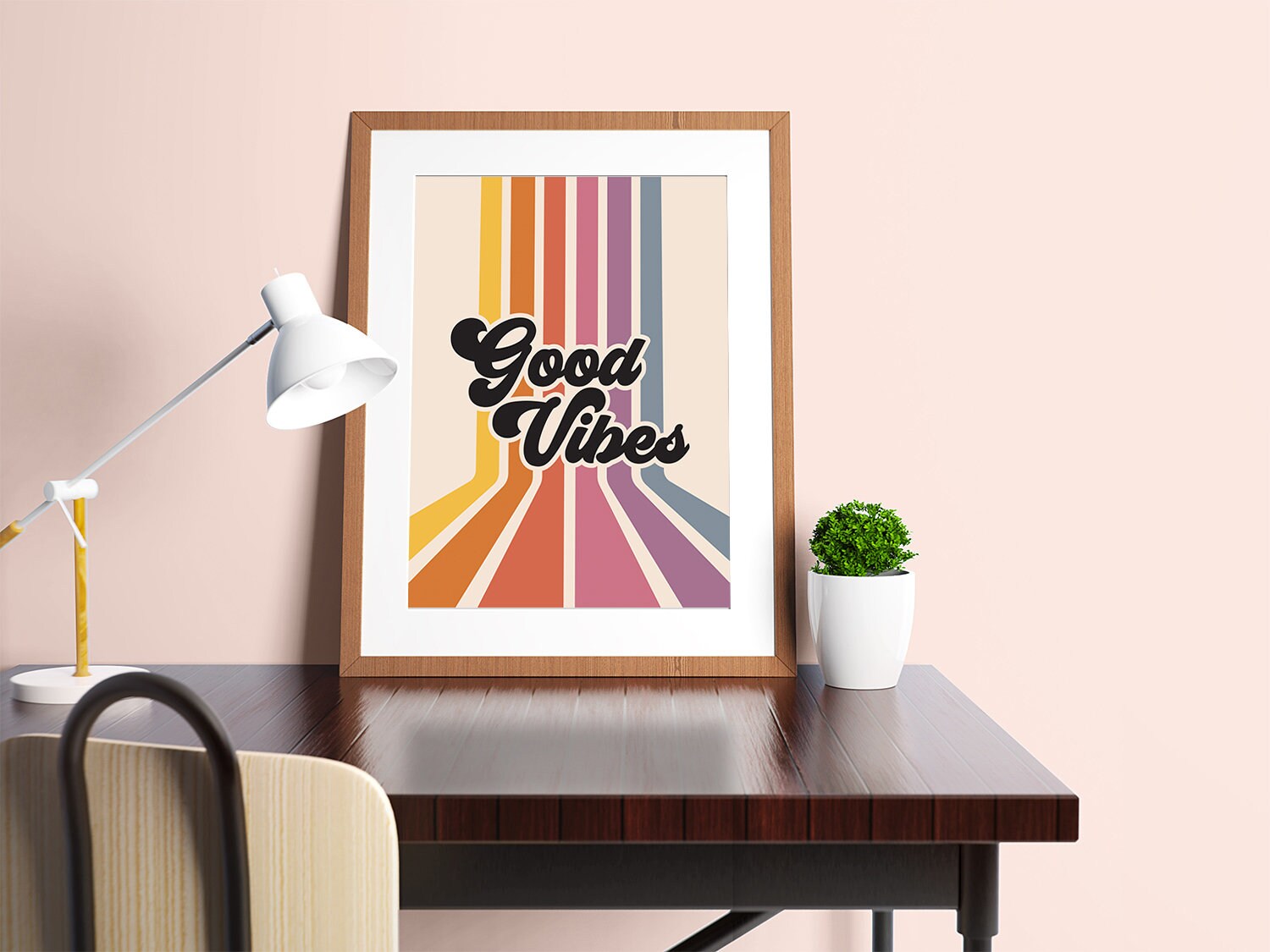 Retro Rainbow Good Vibes Poster