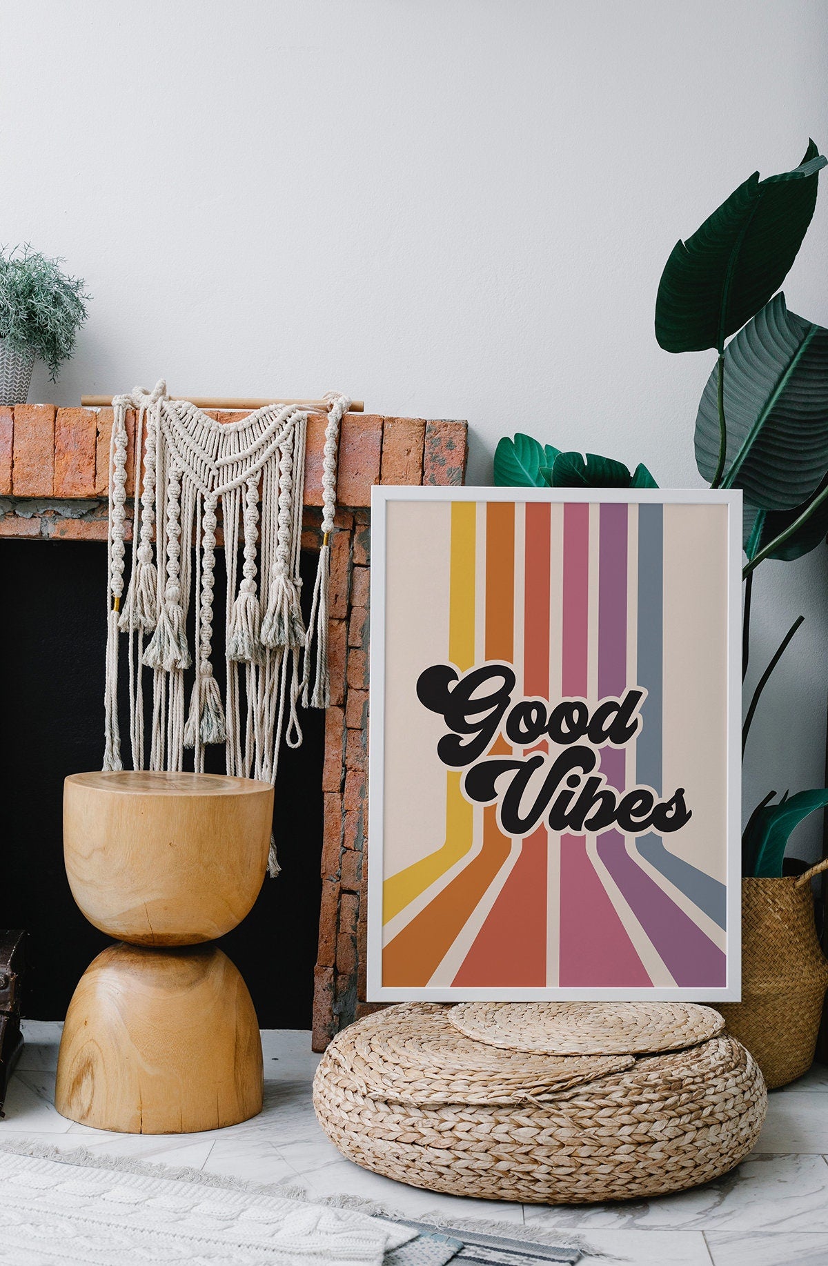 Retro Rainbow Good Vibes Poster