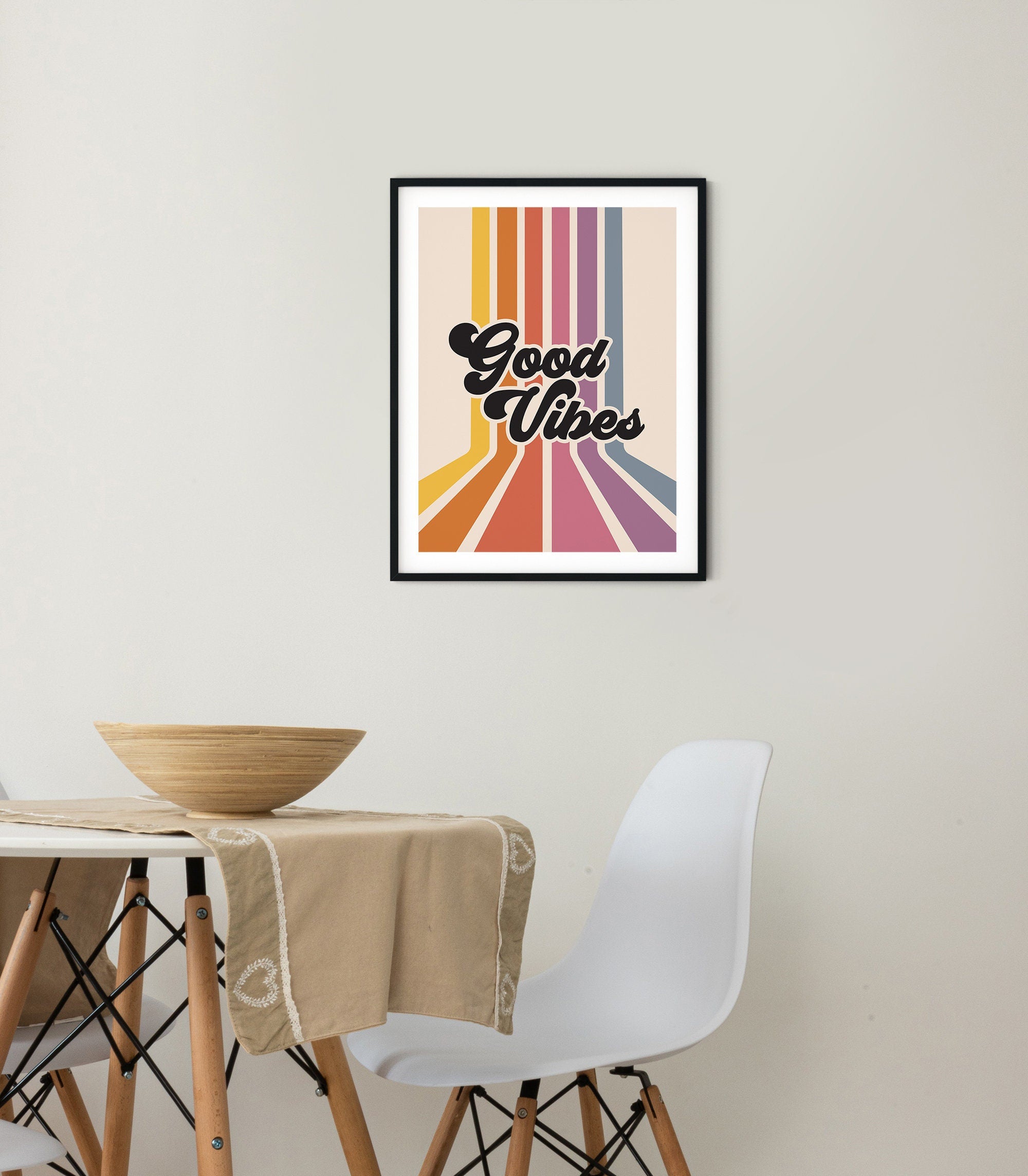 Retro Rainbow Good Vibes Poster