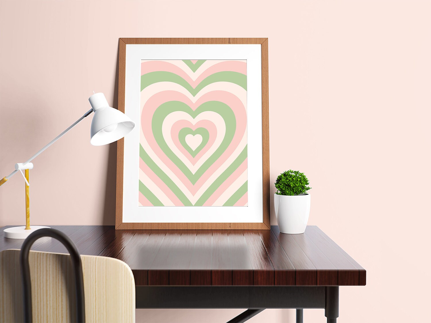 Pink Green Hearts Poster - shopartivo