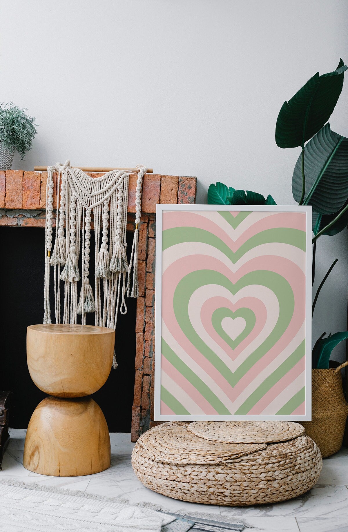 Pink Green Hearts Poster - shopartivo