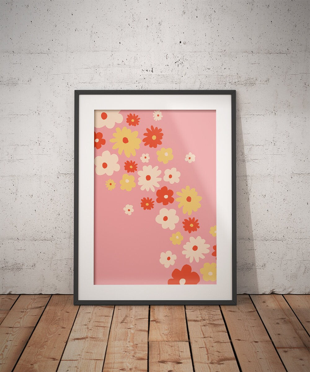 Pink Orange Yellow Flower Poster